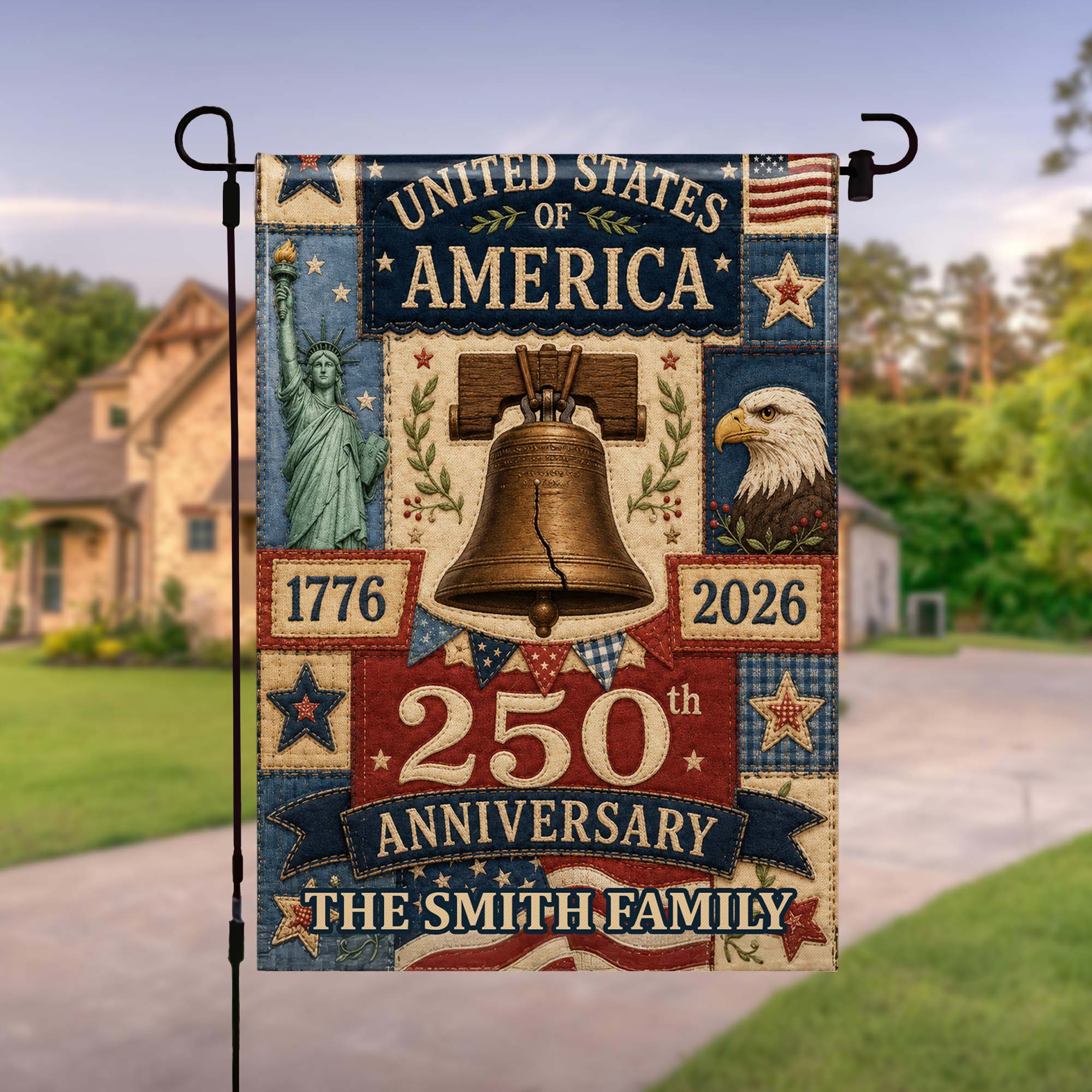 Personalized 250th Anniversary Garden Flag Custom Family Name USA Garden Flag GradoCreations