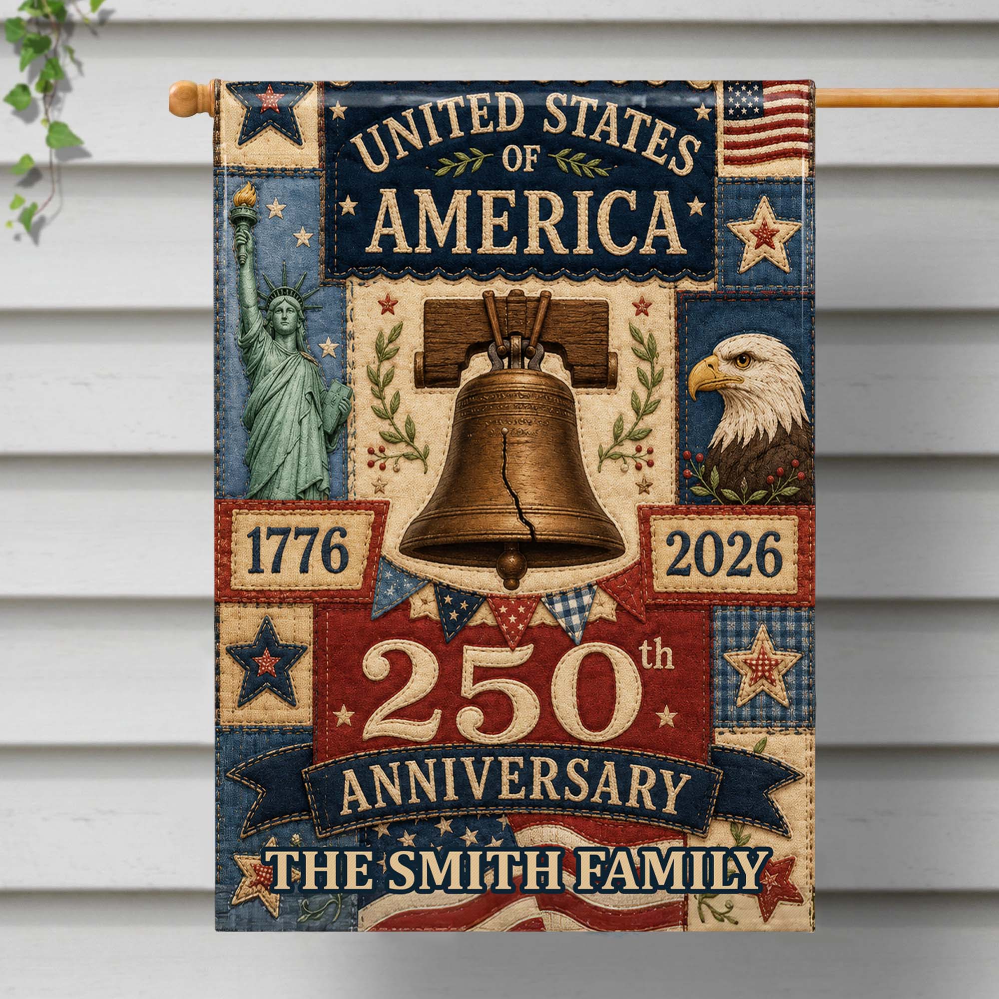 Personalized 250th Anniversary Garden Flag Custom Family Name USA Garden Flag GradoCreations