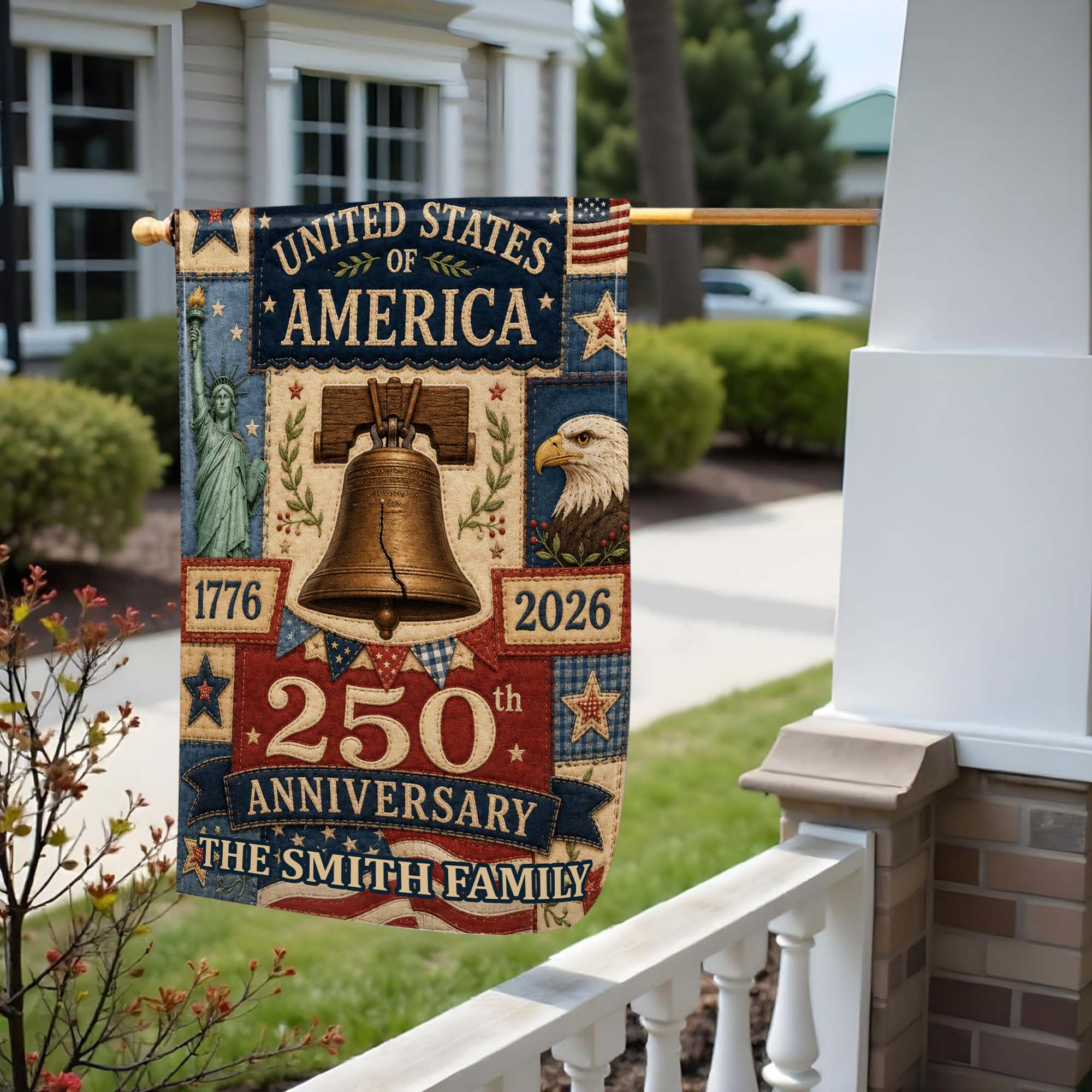 Personalized 250th Anniversary Garden Flag Custom Family Name USA Garden Flag GradoCreations
