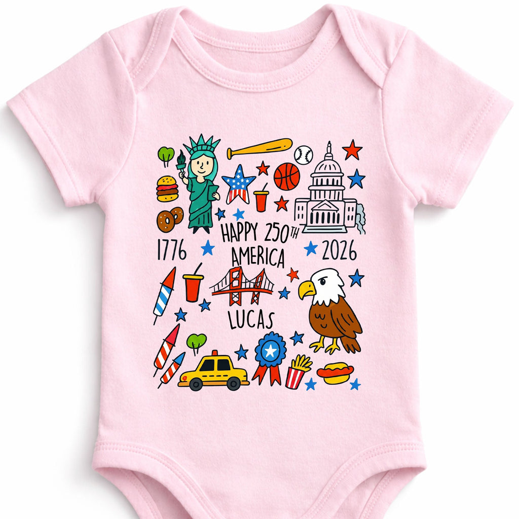 Personalized Baby Onesie Custom Name 4th of July Gift Baby Onesie GradoCreations