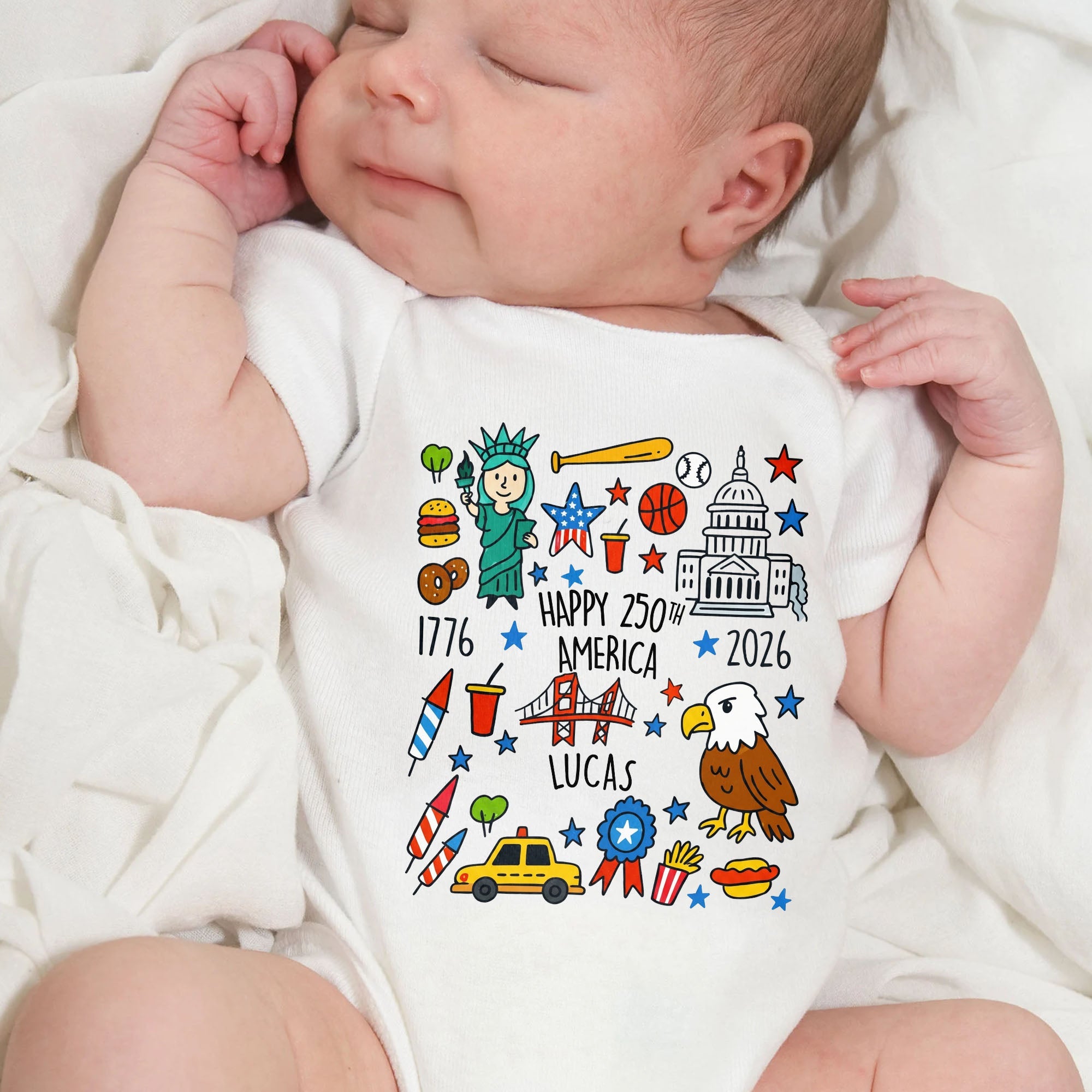 Personalized Baby Onesie Custom Name 4th of July Gift Baby Onesie GradoCreations