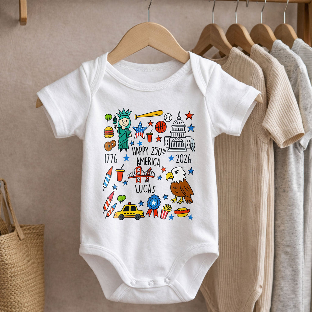 Personalized Baby Onesie Custom Name 4th of July Gift Baby Onesie GradoCreations