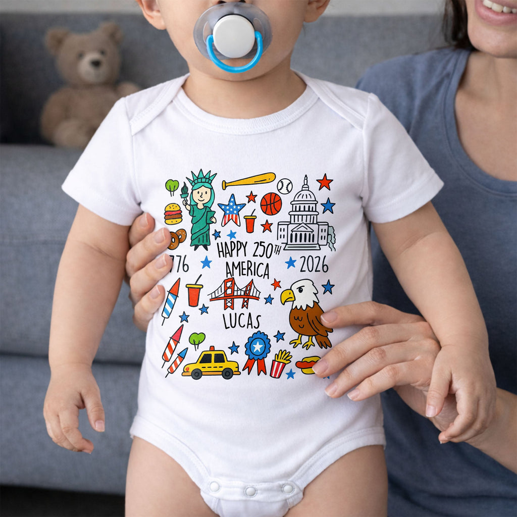 Personalized Baby Onesie Custom Name 4th of July Gift Baby Onesie GradoCreations