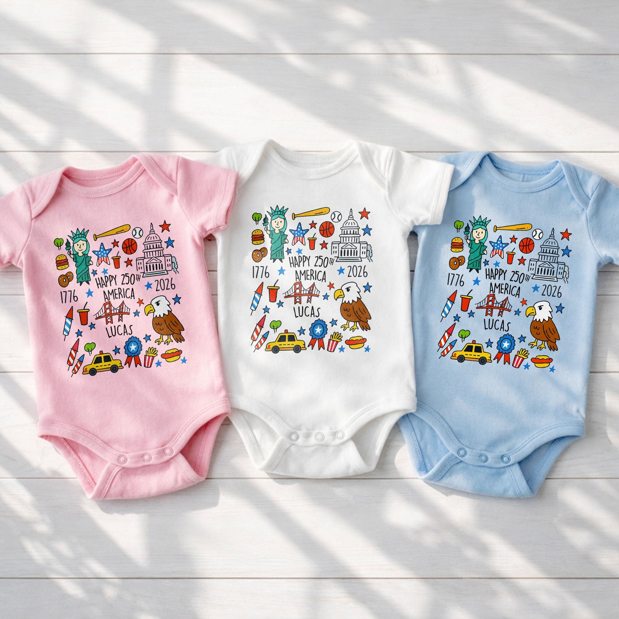 Personalized Baby Onesie Custom Name 4th of July Gift Baby Onesie GradoCreations