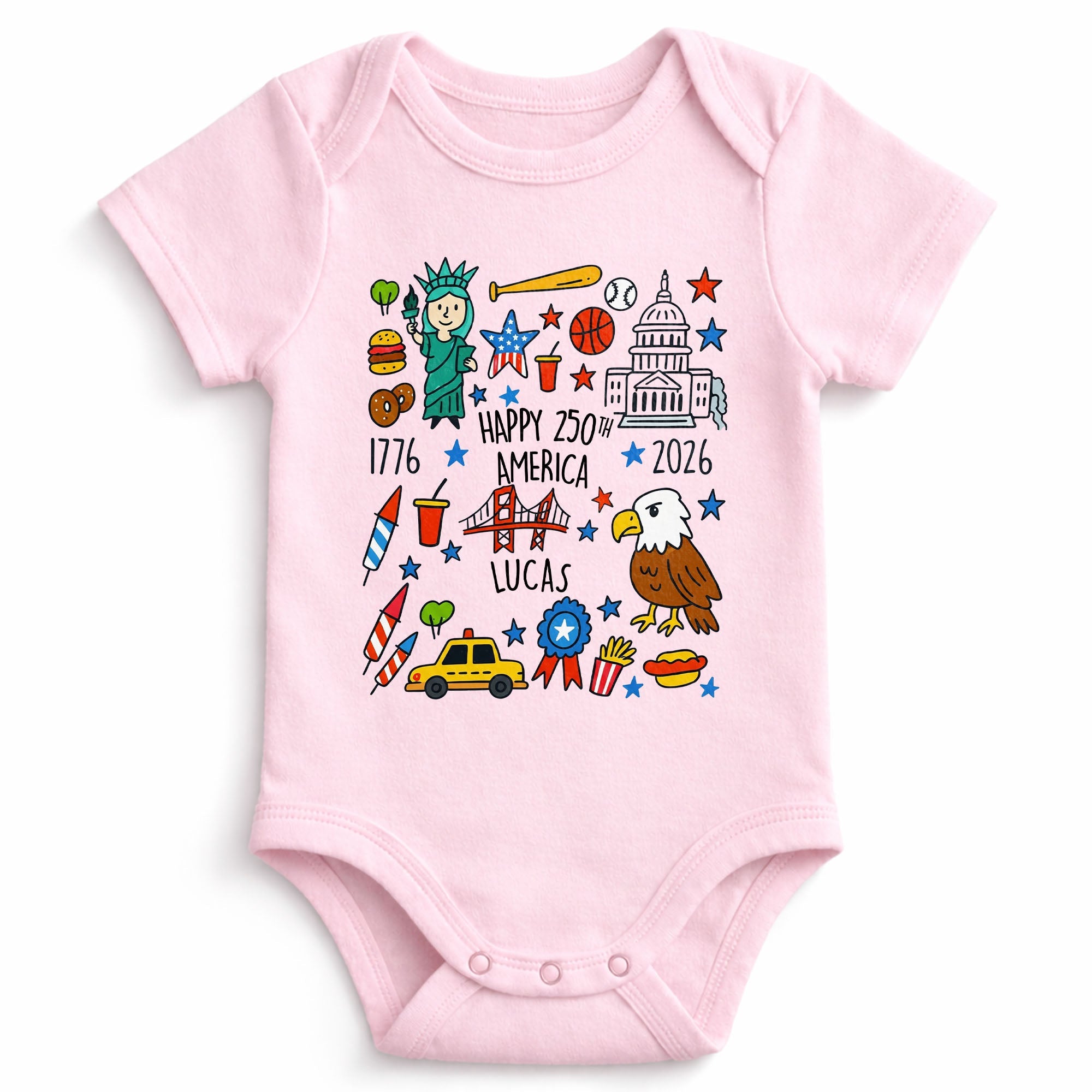 Personalized Baby Onesie Custom Name 4th of July Gift Baby Onesie GradoCreations