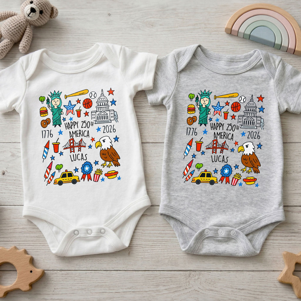 Personalized Baby Onesie Custom Name 4th of July Gift Baby Onesie GradoCreations
