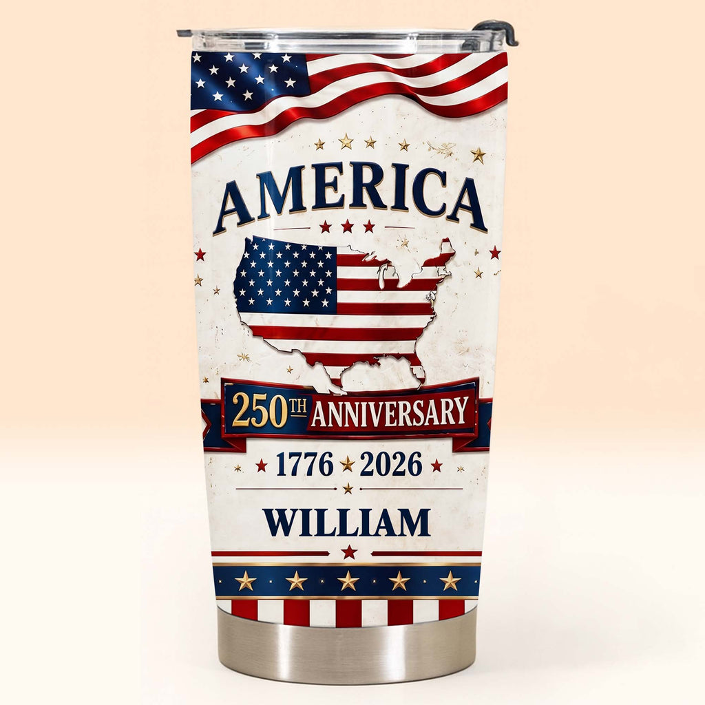 Personalized 20oz Stainless Steel Tumbler USA Map Flag Gift 20oz Tumbler GradoCreations