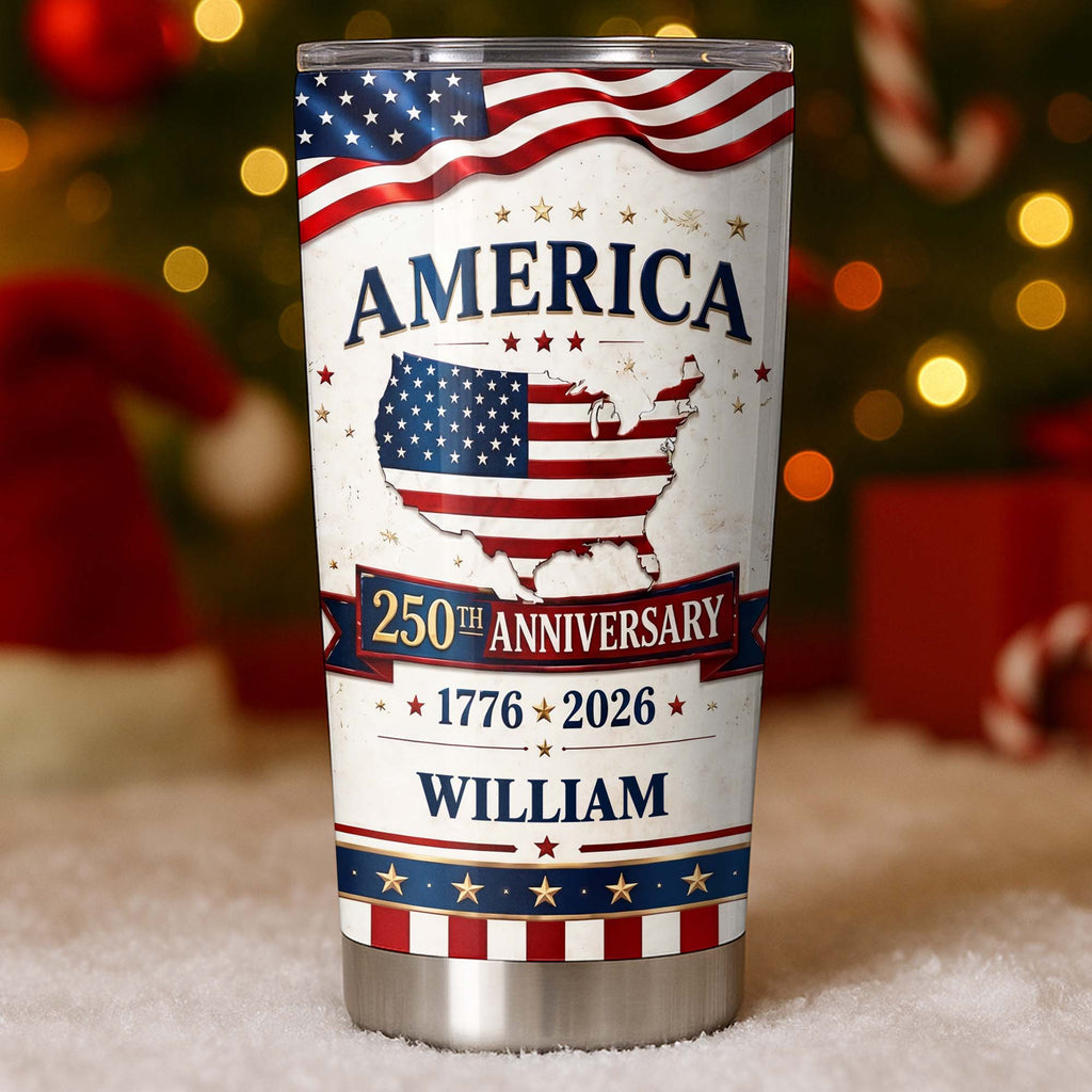 Personalized 20oz Stainless Steel Tumbler USA Map Flag Gift 20oz Tumbler GradoCreations
