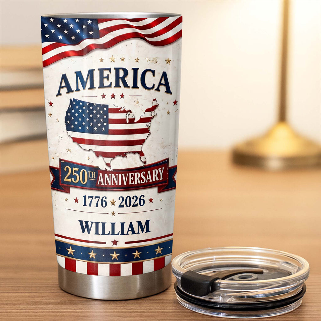 Personalized 20oz Stainless Steel Tumbler USA Map Flag Gift 20oz Tumbler GradoCreations