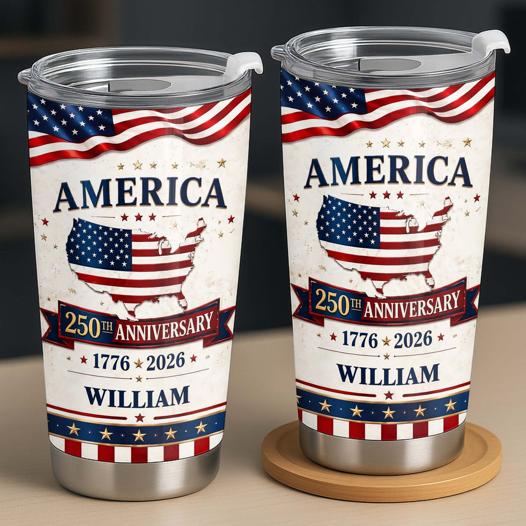 Personalized 20oz Stainless Steel Tumbler USA Map Flag Gift 20oz Tumbler GradoCreations