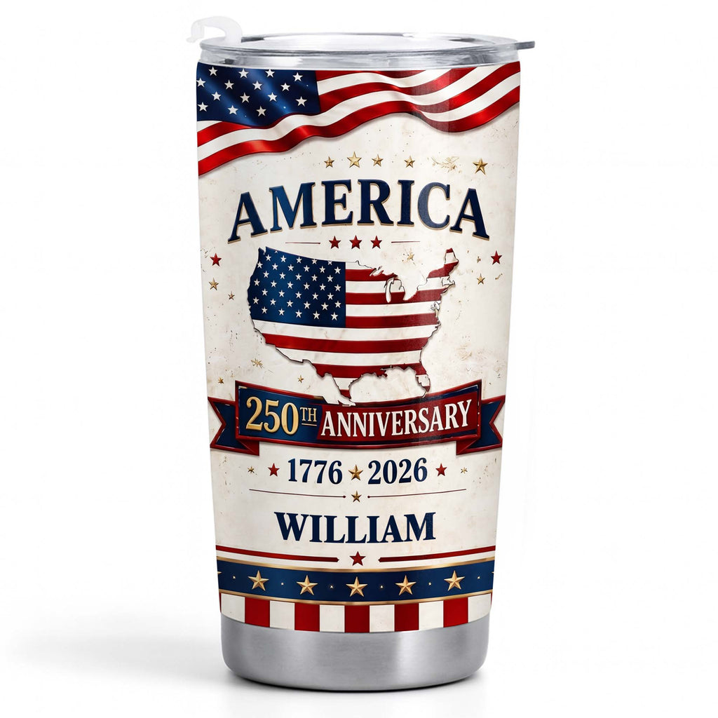 Personalized 20oz Stainless Steel Tumbler USA Map Flag Gift 20oz Tumbler GradoCreations