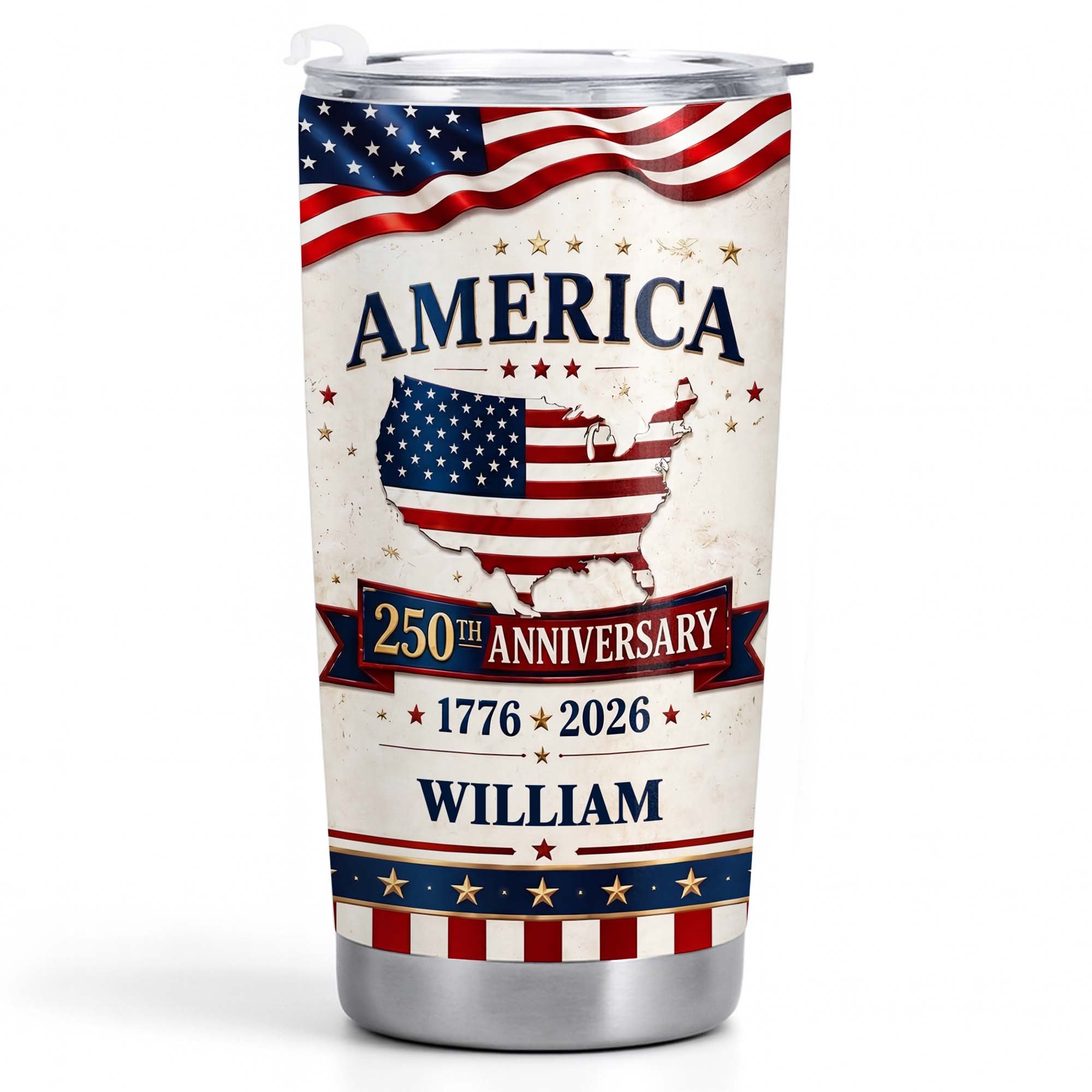Personalized 20oz Stainless Steel Tumbler USA Map Flag Gift 20oz Tumbler GradoCreations