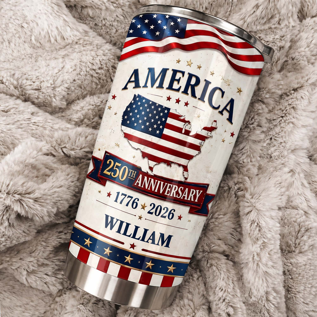 Personalized 20oz Stainless Steel Tumbler USA Map Flag Gift 20oz Tumbler GradoCreations