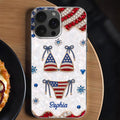 Personalized Clear Phone Case American Flag Gems Glam Gift Clear Phone Case GradoCreations