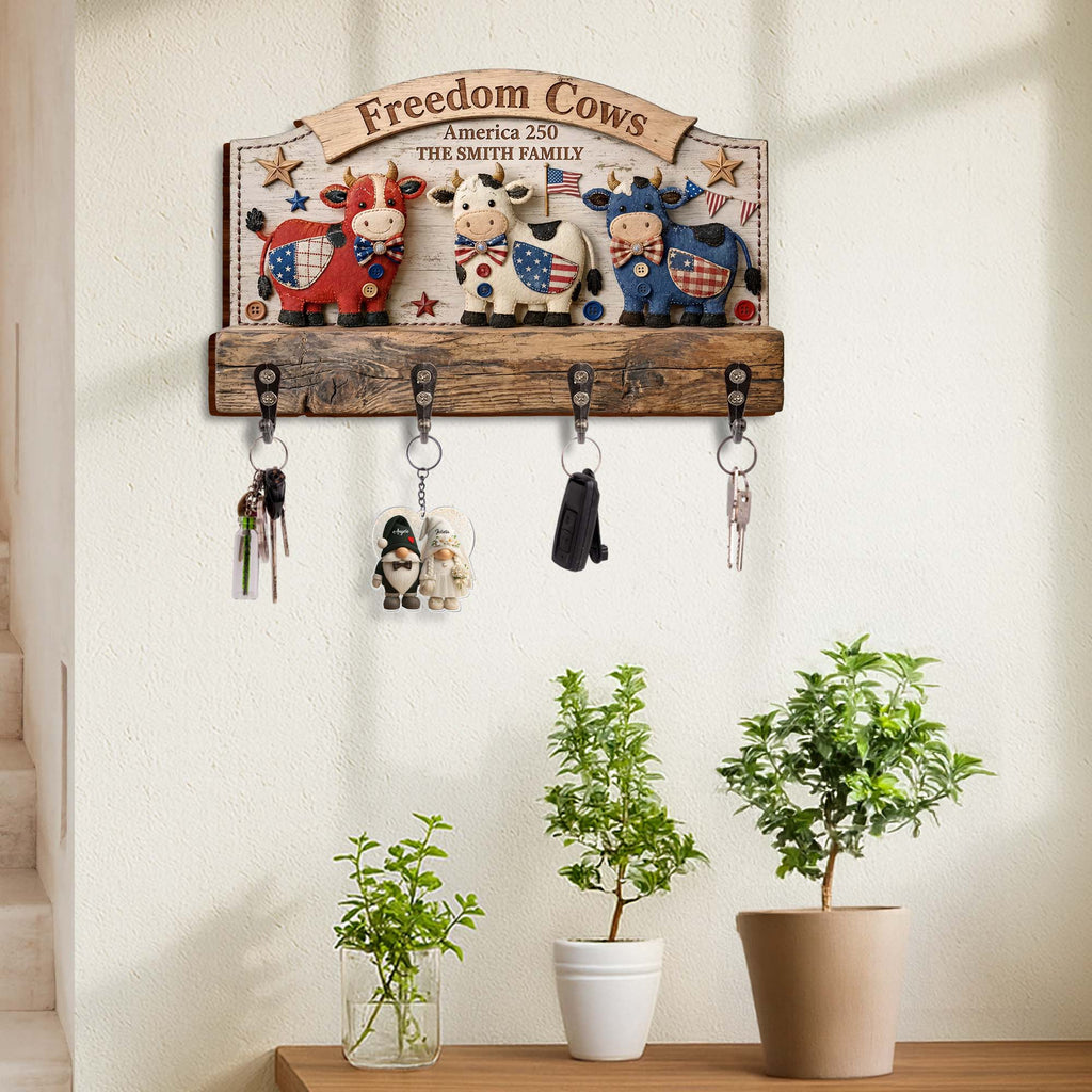 Personalized Farmhouse Key Holder Custom Family Name Gift Key Holder GradoCreations
