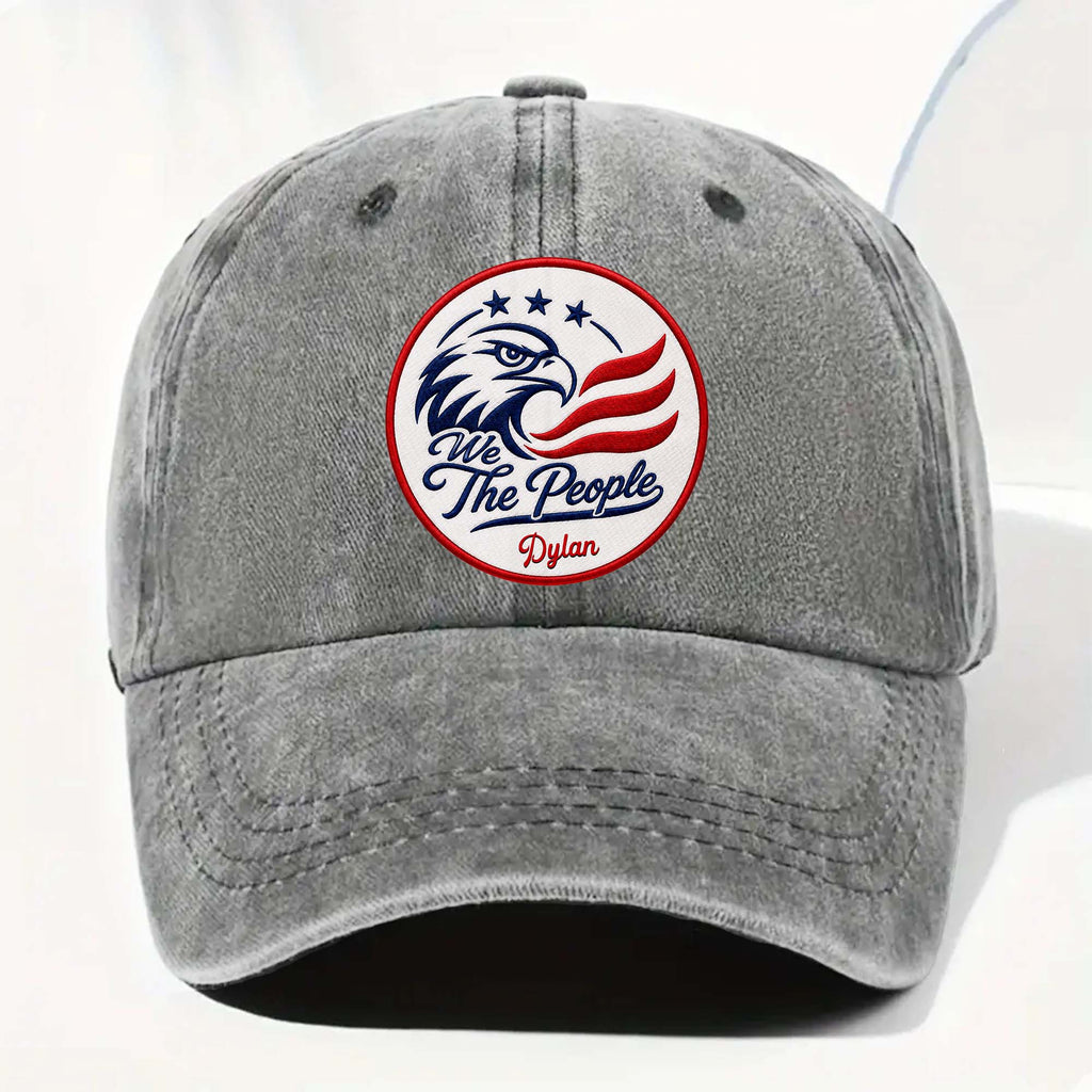 Personalized Washed Denim Cap Custom Name American Eagle Gift Washed Denim Cap GradoCreations