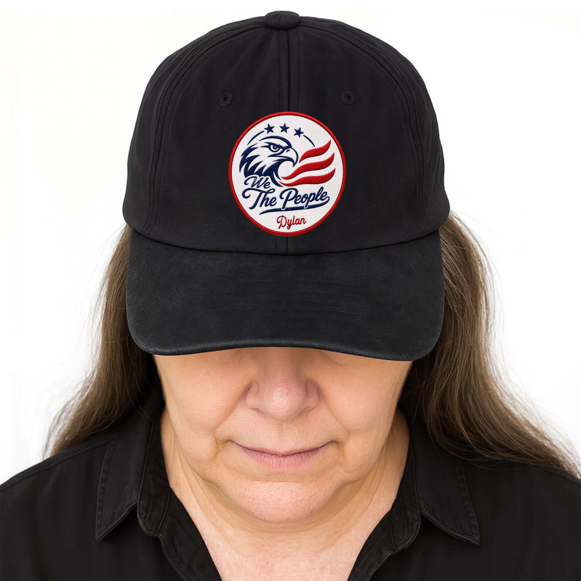 Personalized Washed Denim Cap Custom Name American Eagle Gift Washed Denim Cap GradoCreations