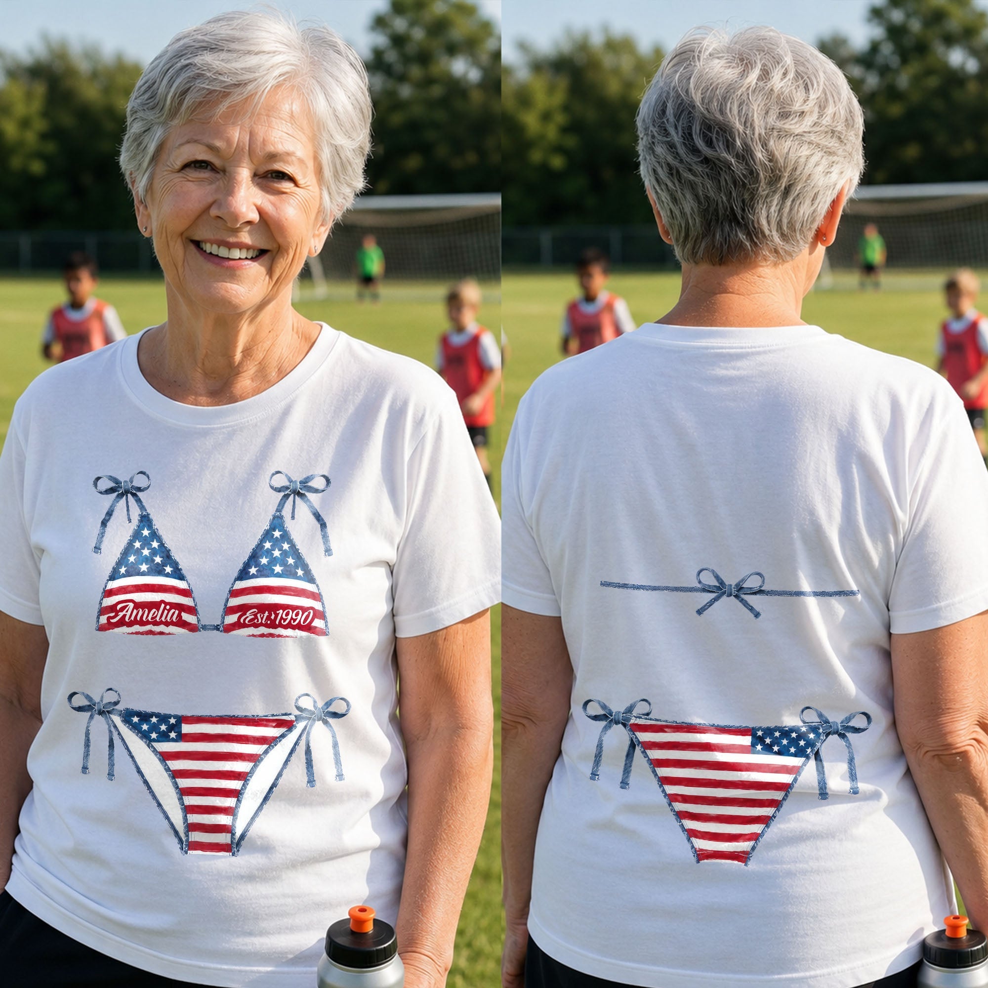 Personalized American Flag T-Shirt Custom Design Gift T-Shirt Font and Back GradoCreations