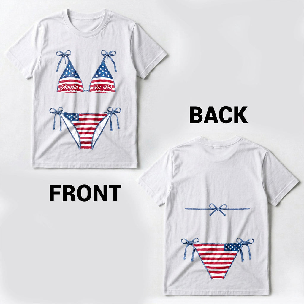 Personalized American Flag T-Shirt Custom Design Gift T-Shirt Font and Back GradoCreations
