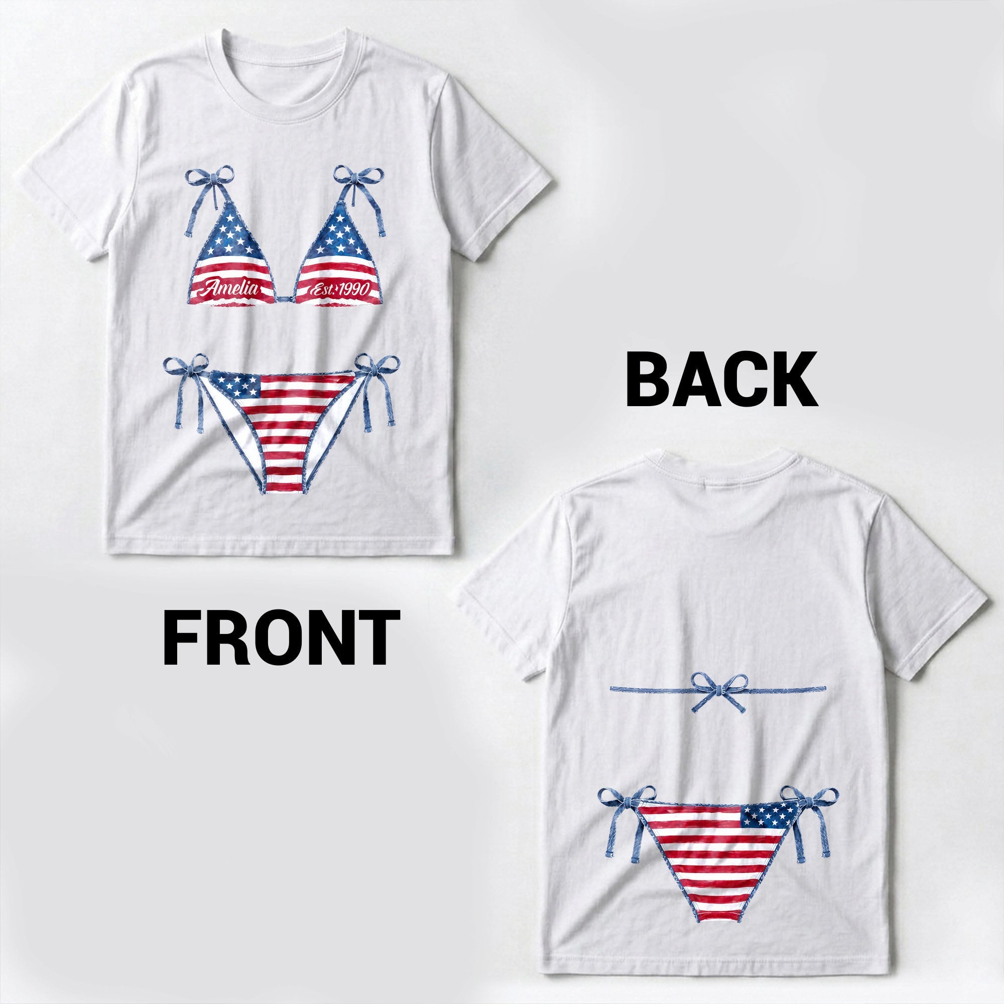 Personalized American Flag T-Shirt Custom Design Gift T-Shirt Font and Back GradoCreations
