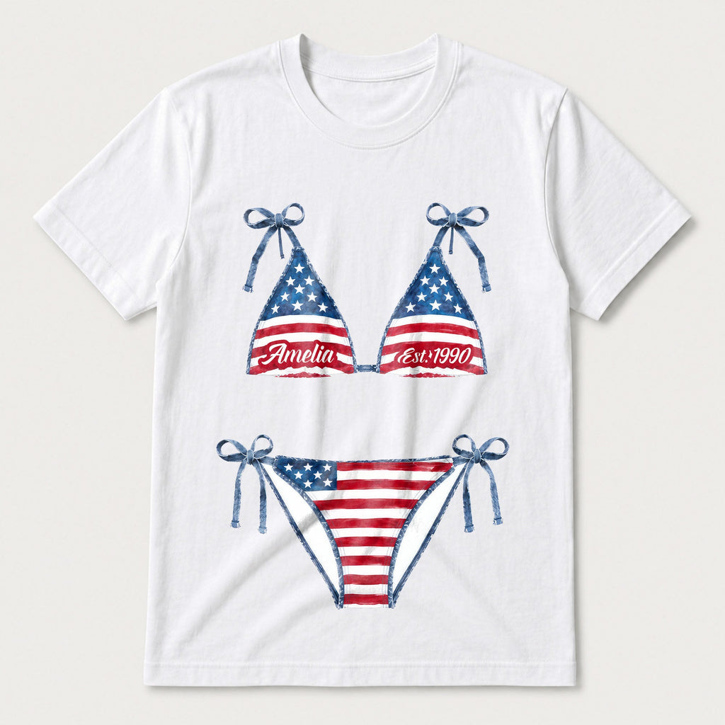 Personalized American Flag T-Shirt Custom Design Gift T-Shirt Font and Back GradoCreations