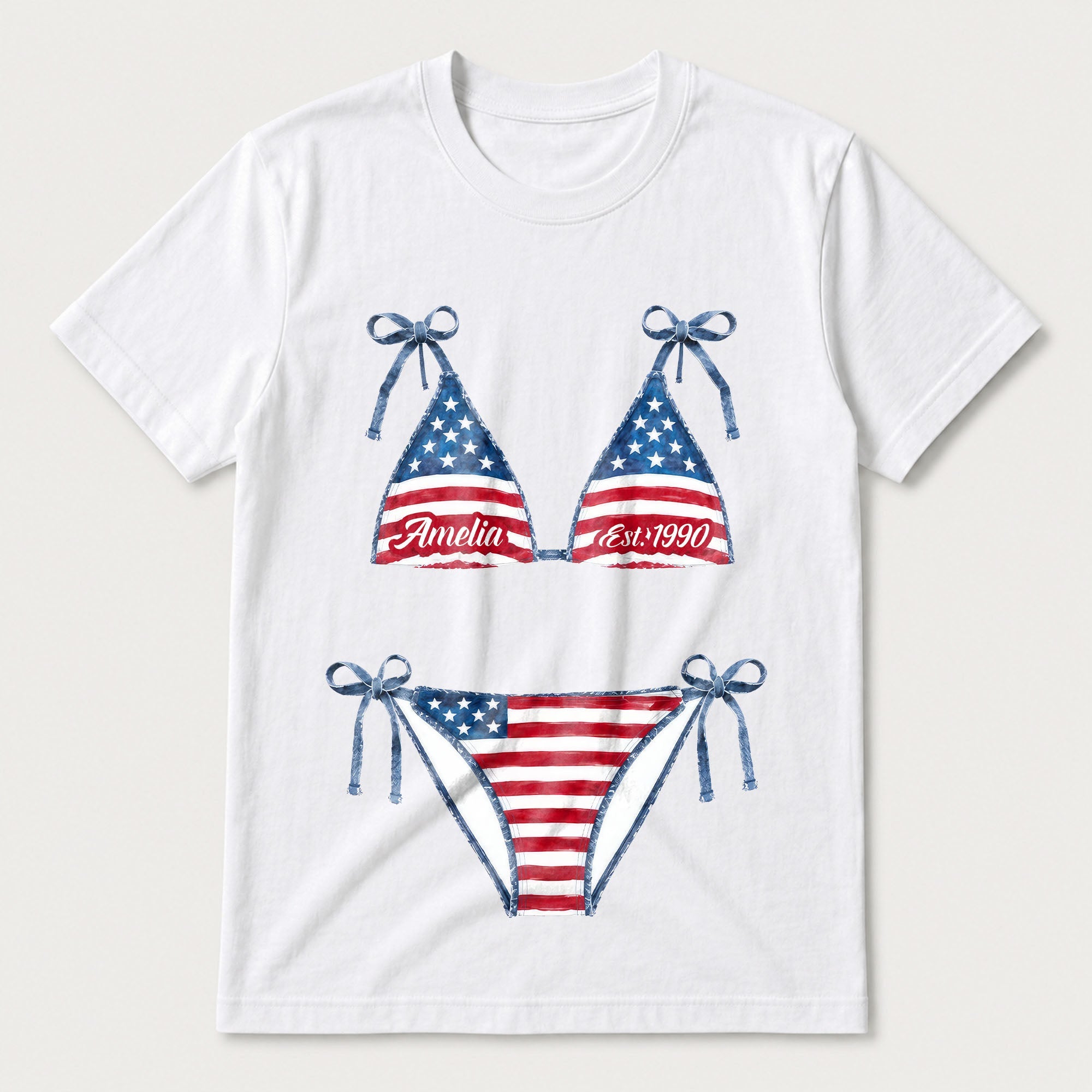 Personalized American Flag T-Shirt Custom Design Gift T-Shirt Font and Back GradoCreations
