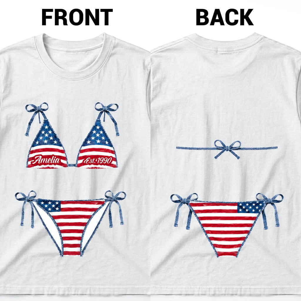 Personalized American Flag T-Shirt Custom Design Gift T-Shirt Font and Back GradoCreations