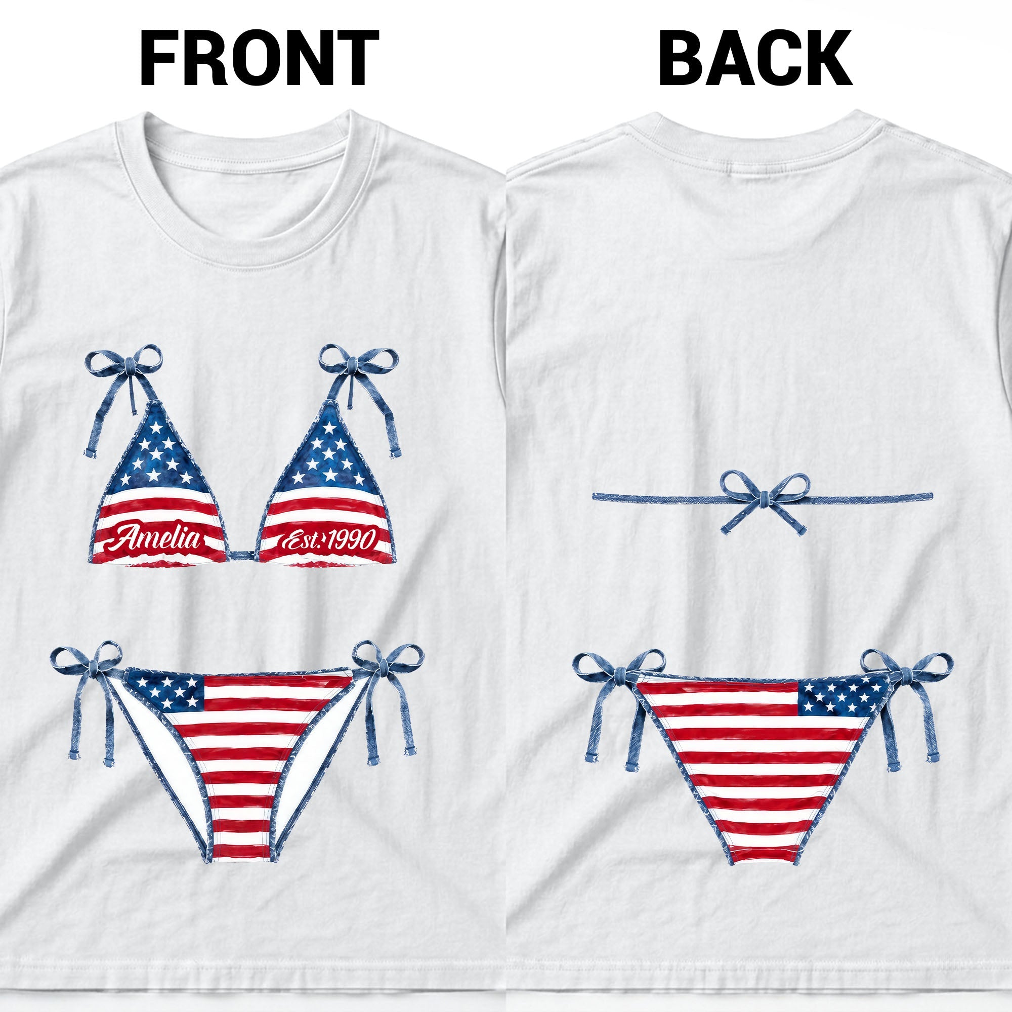 Personalized American Flag T-Shirt Custom Design Gift T-Shirt Font and Back GradoCreations
