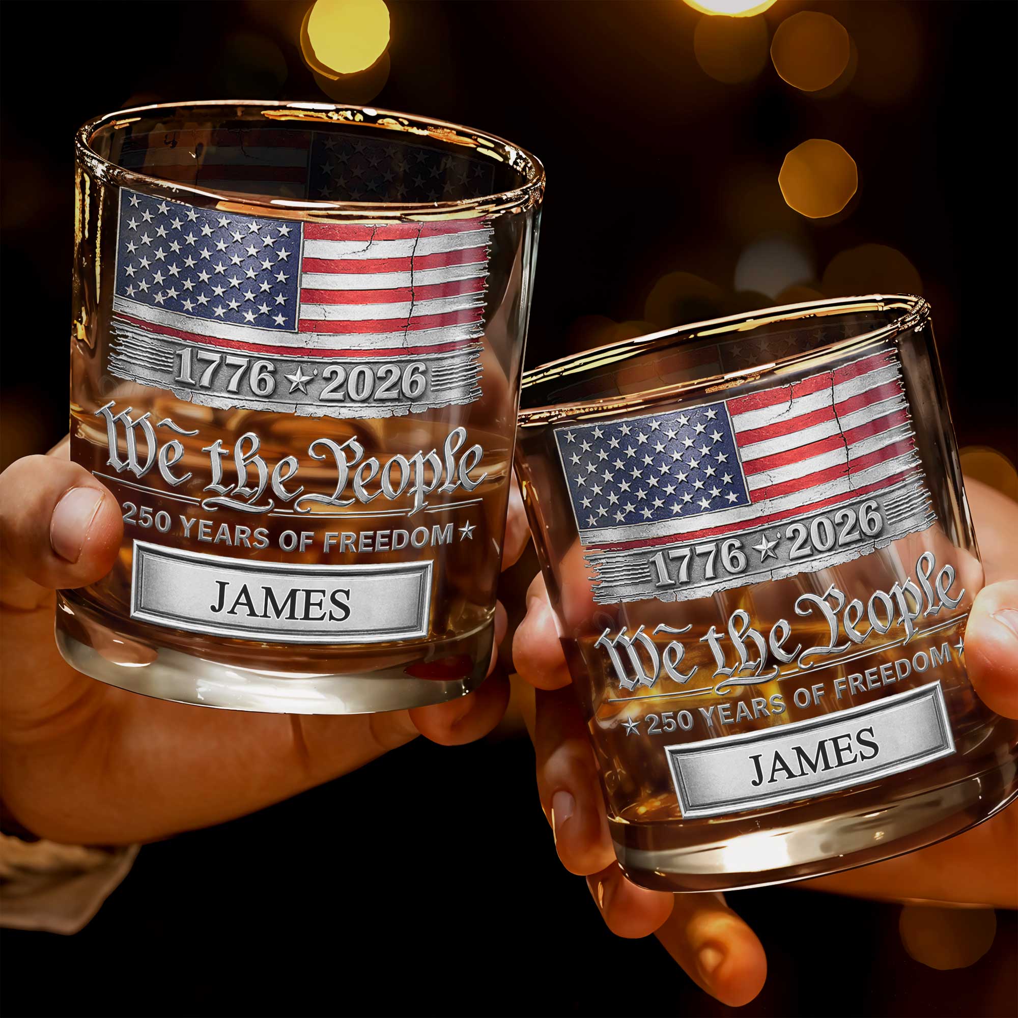 Personalized American Flag Whiskey Glass Custom Name Gift for Dad Whiskey Glass GradoCreations