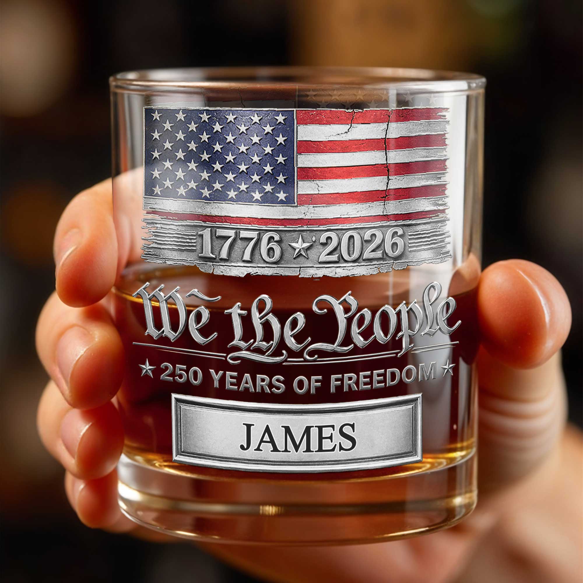 Personalized American Flag Whiskey Glass Custom Name Gift for Dad Whiskey Glass GradoCreations