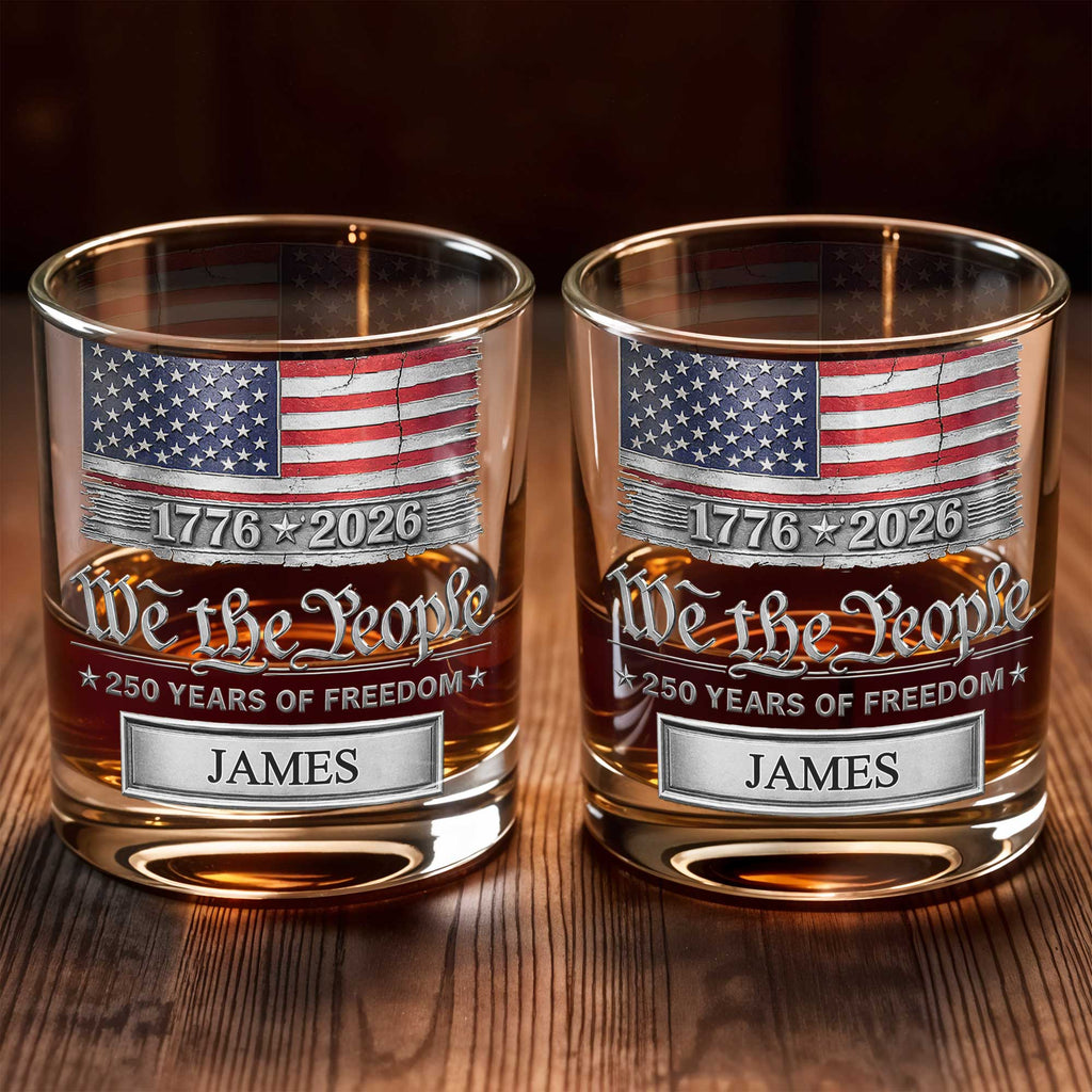Personalized American Flag Whiskey Glass Custom Name Gift for Dad Whiskey Glass GradoCreations