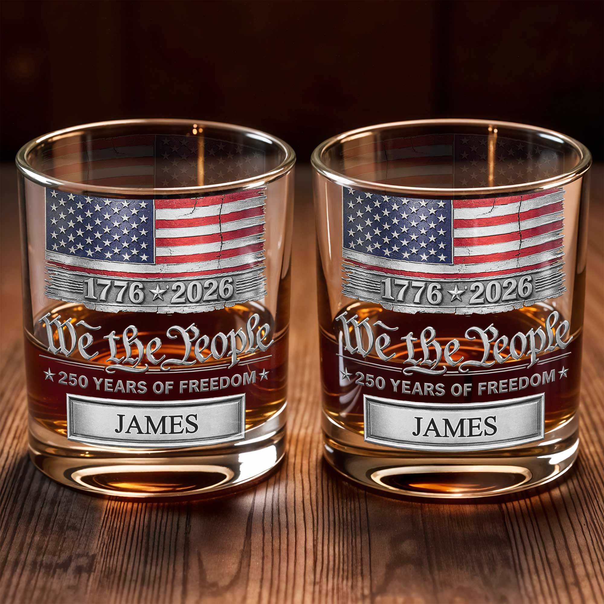 Personalized American Flag Whiskey Glass Custom Name Gift for Dad Whiskey Glass GradoCreations
