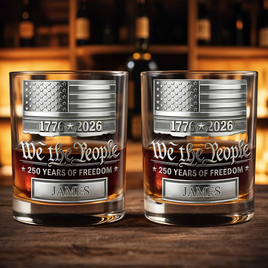 Personalized Custom Whiskey Glass American Flag Gift for Dad Whiskey Glass GradoCreations