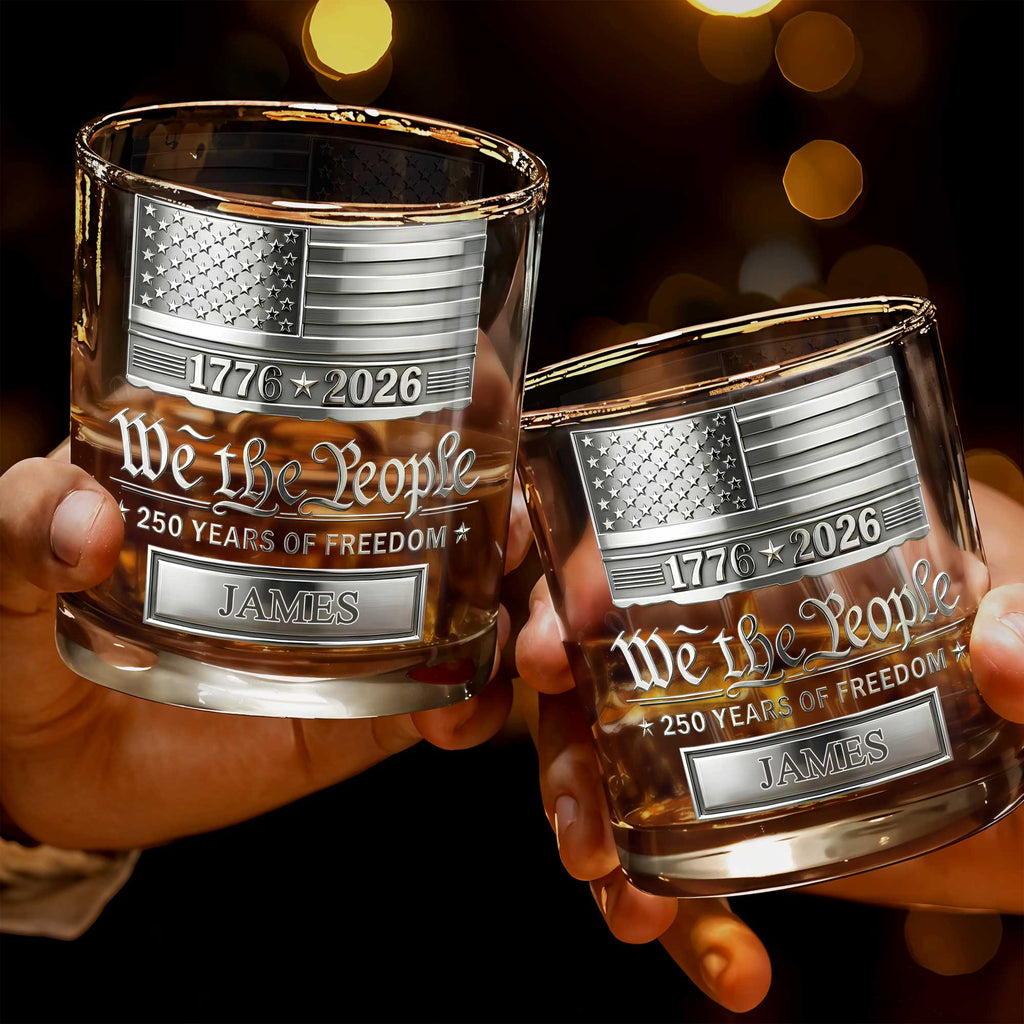 Personalized Custom Whiskey Glass American Flag Gift for Dad Whiskey Glass GradoCreations
