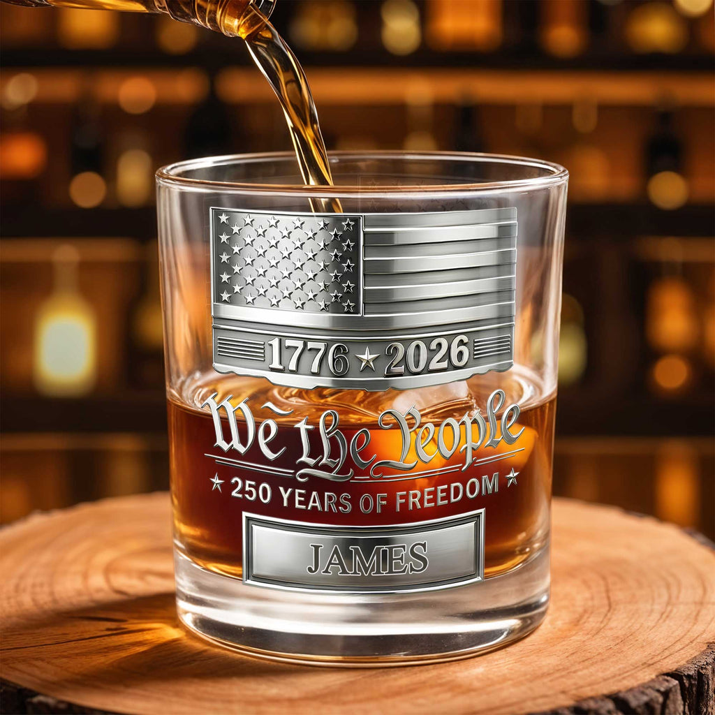 Personalized Custom Whiskey Glass American Flag Gift for Dad Whiskey Glass GradoCreations