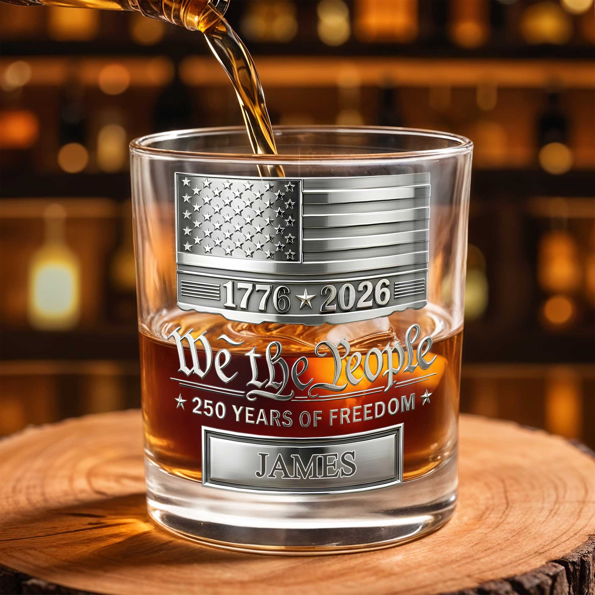 Personalized Custom Whiskey Glass American Flag Gift for Dad Whiskey Glass GradoCreations