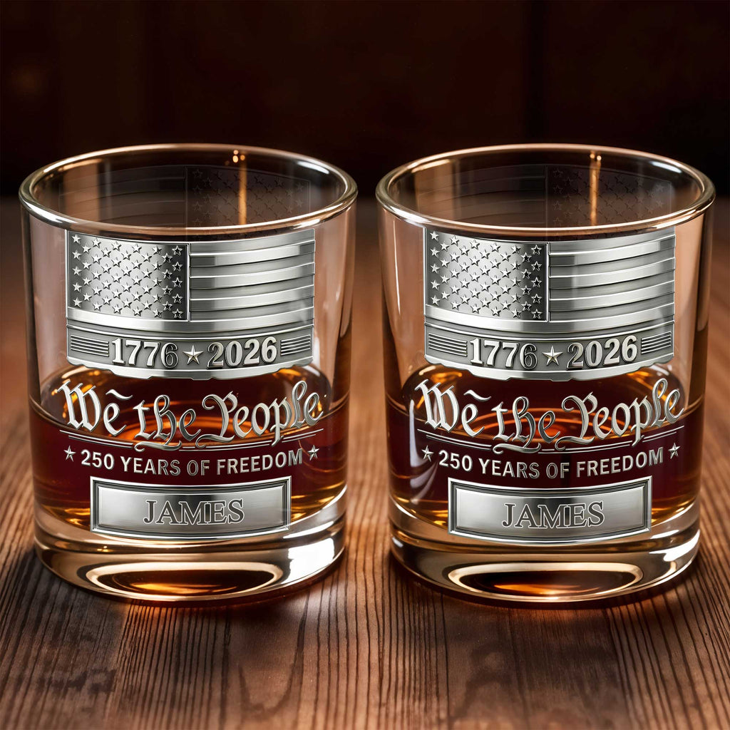 Personalized Custom Whiskey Glass American Flag Gift for Dad Whiskey Glass GradoCreations