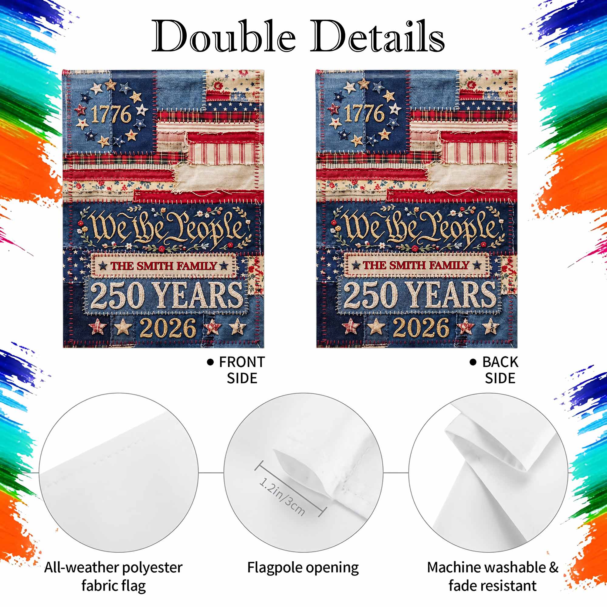 Personalized Double-Sided Garden Flag Custom Family Name 4th of July Gift Garden Flag GradoCreations