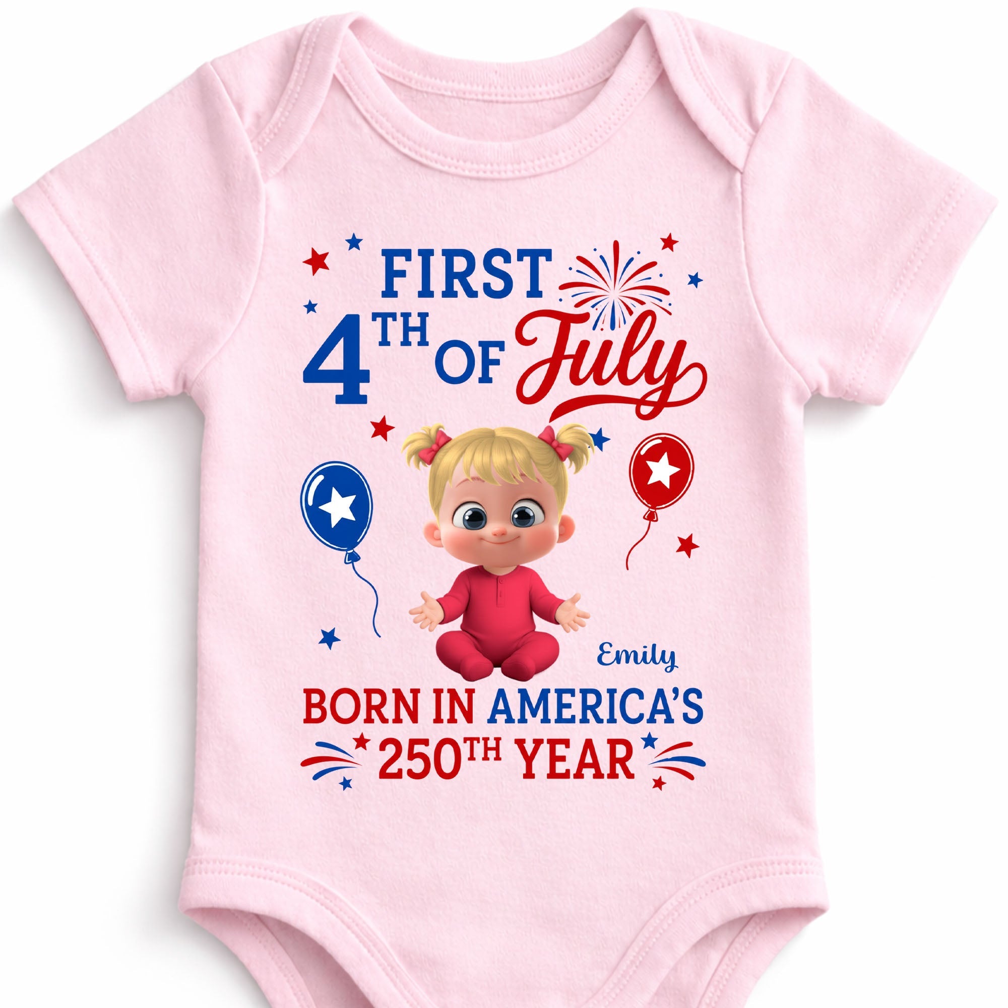 Personalized Baby Onesie Custom Name Independence Day Gift Baby Onesie GradoCreations