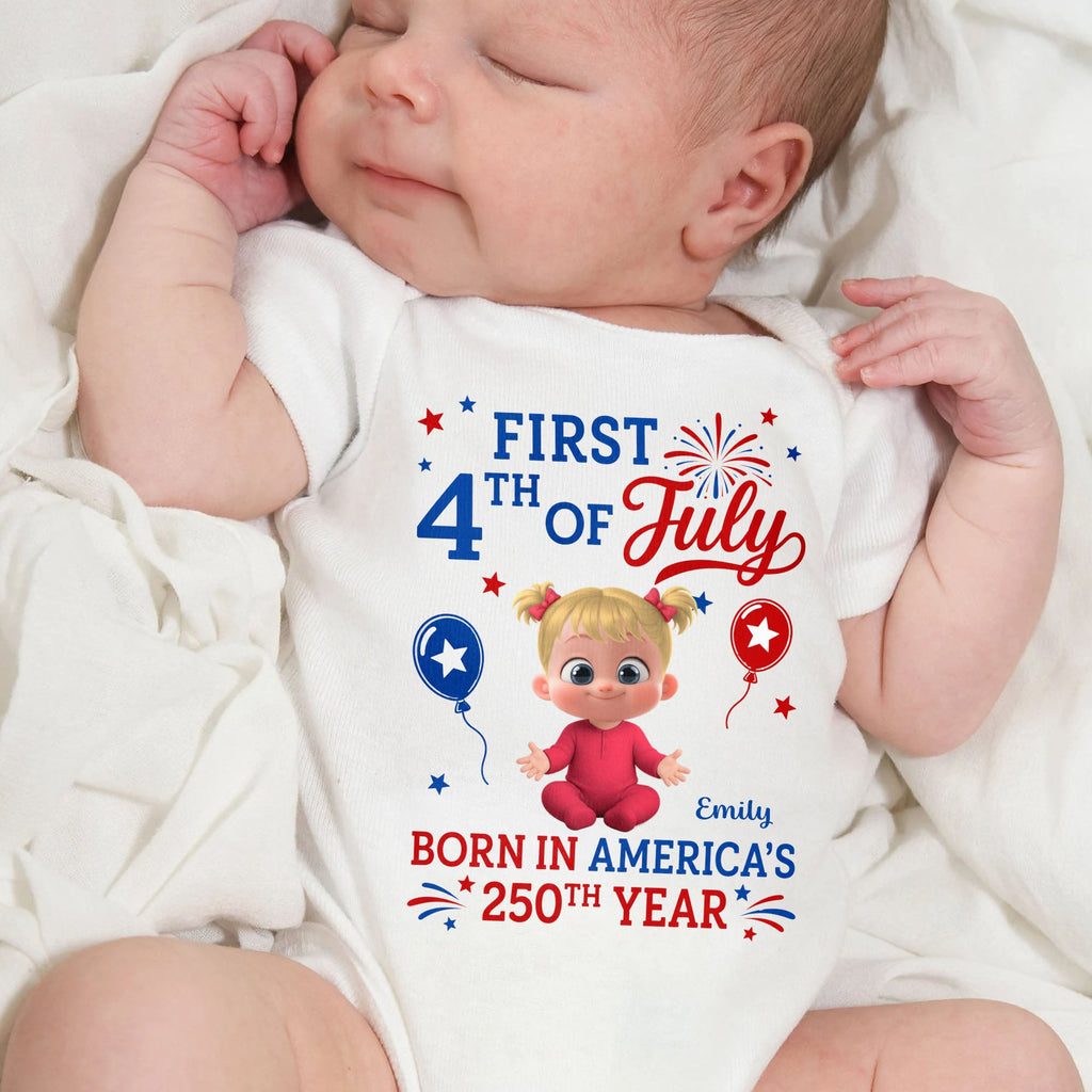 Personalized Baby Onesie Custom Name Independence Day Gift Baby Onesie GradoCreations