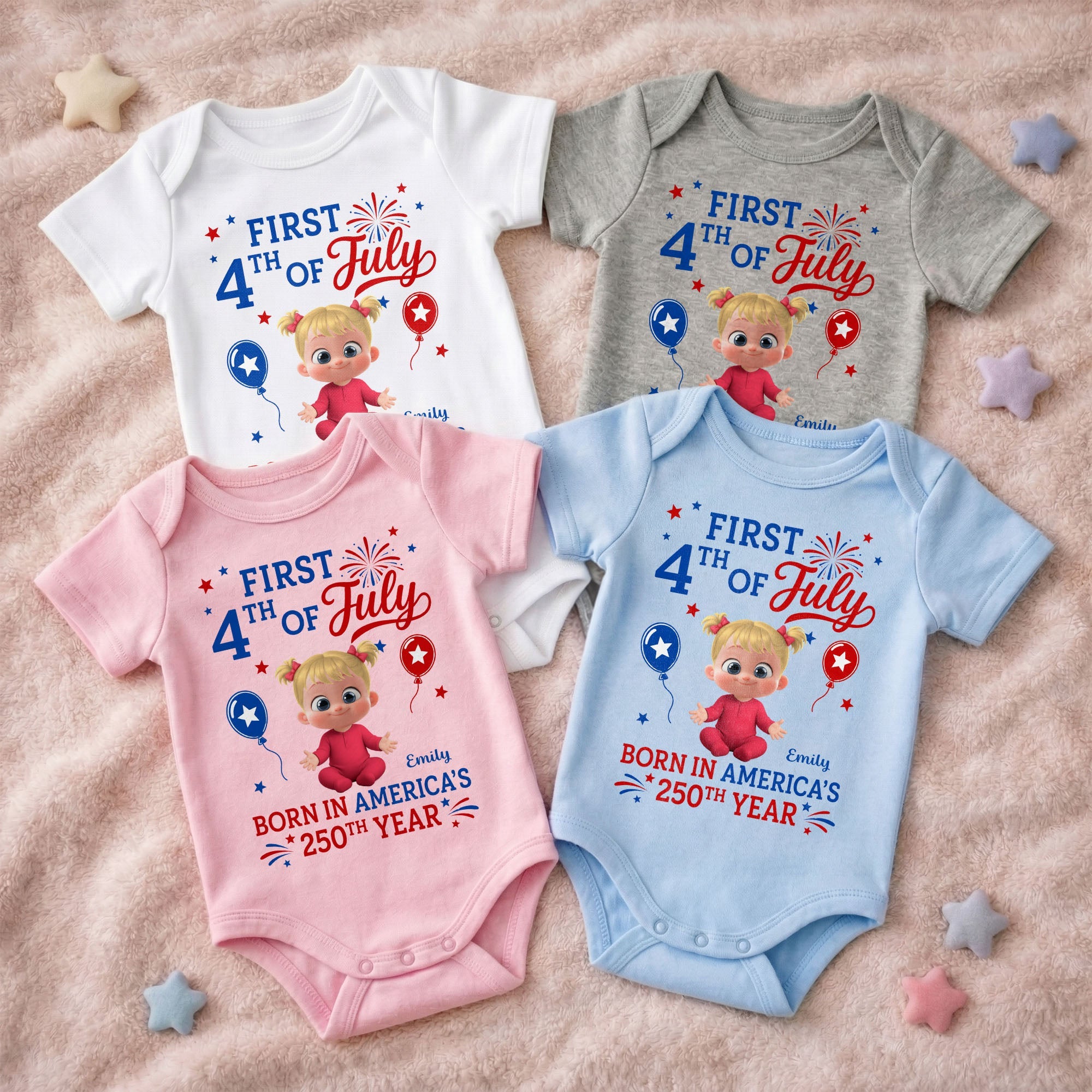 Personalized Baby Onesie Custom Name Independence Day Gift Baby Onesie GradoCreations