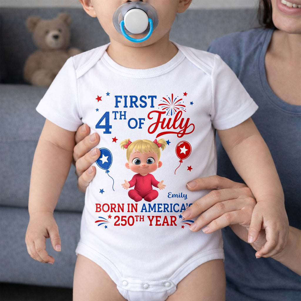 Personalized Baby Onesie Custom Name Independence Day Gift Baby Onesie GradoCreations