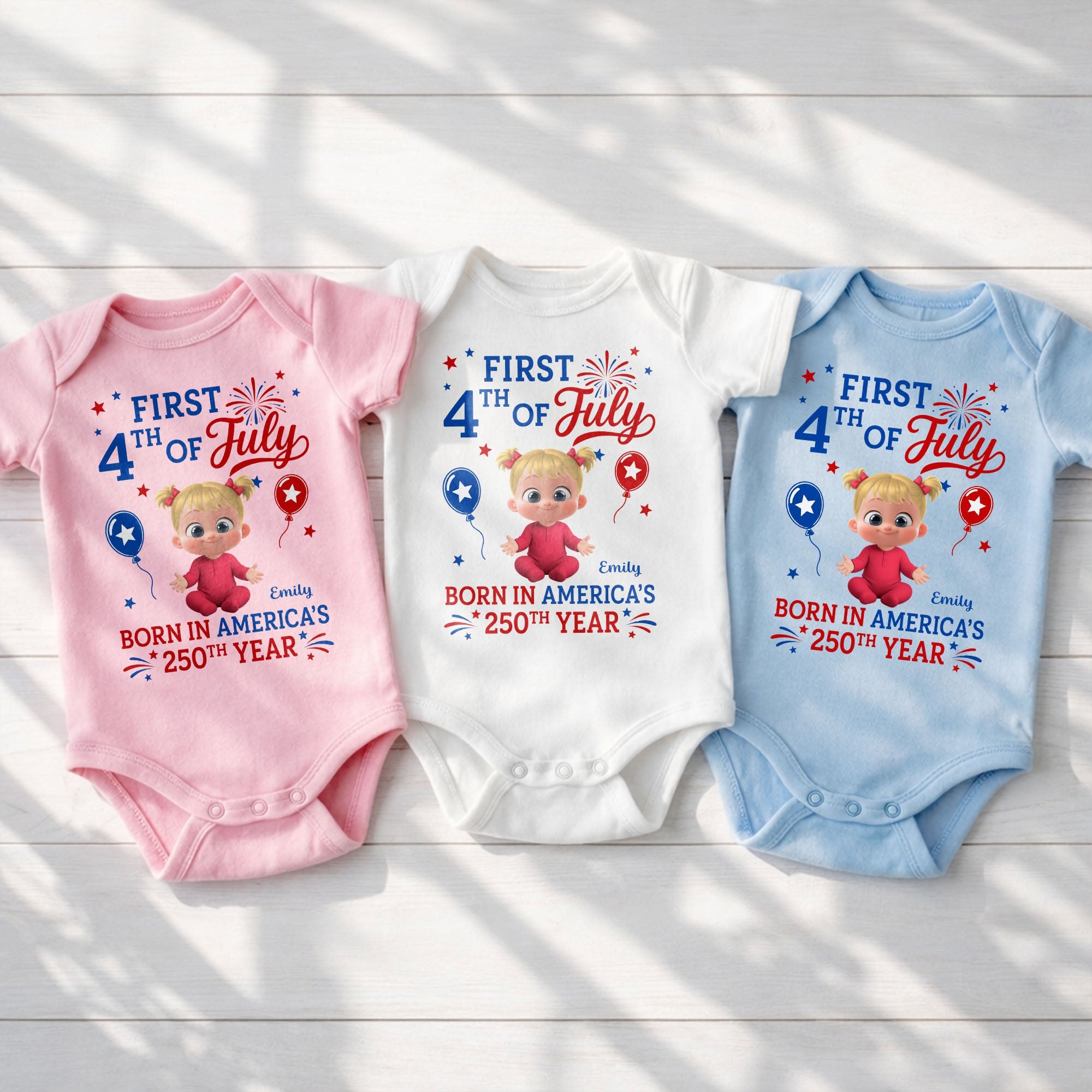 Personalized Baby Onesie Custom Name Independence Day Gift Baby Onesie GradoCreations