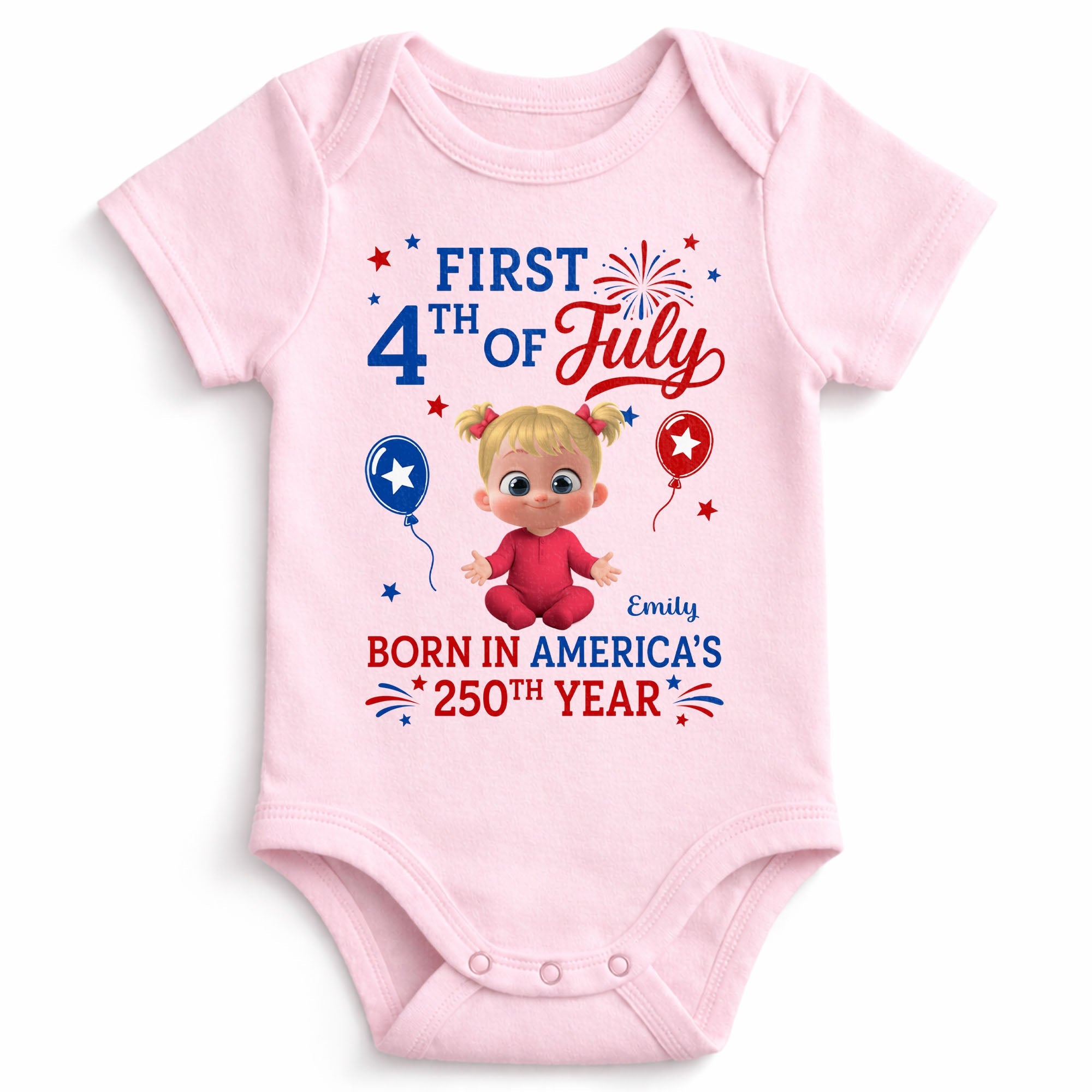 Personalized Baby Onesie Custom Name Independence Day Gift Baby Onesie GradoCreations