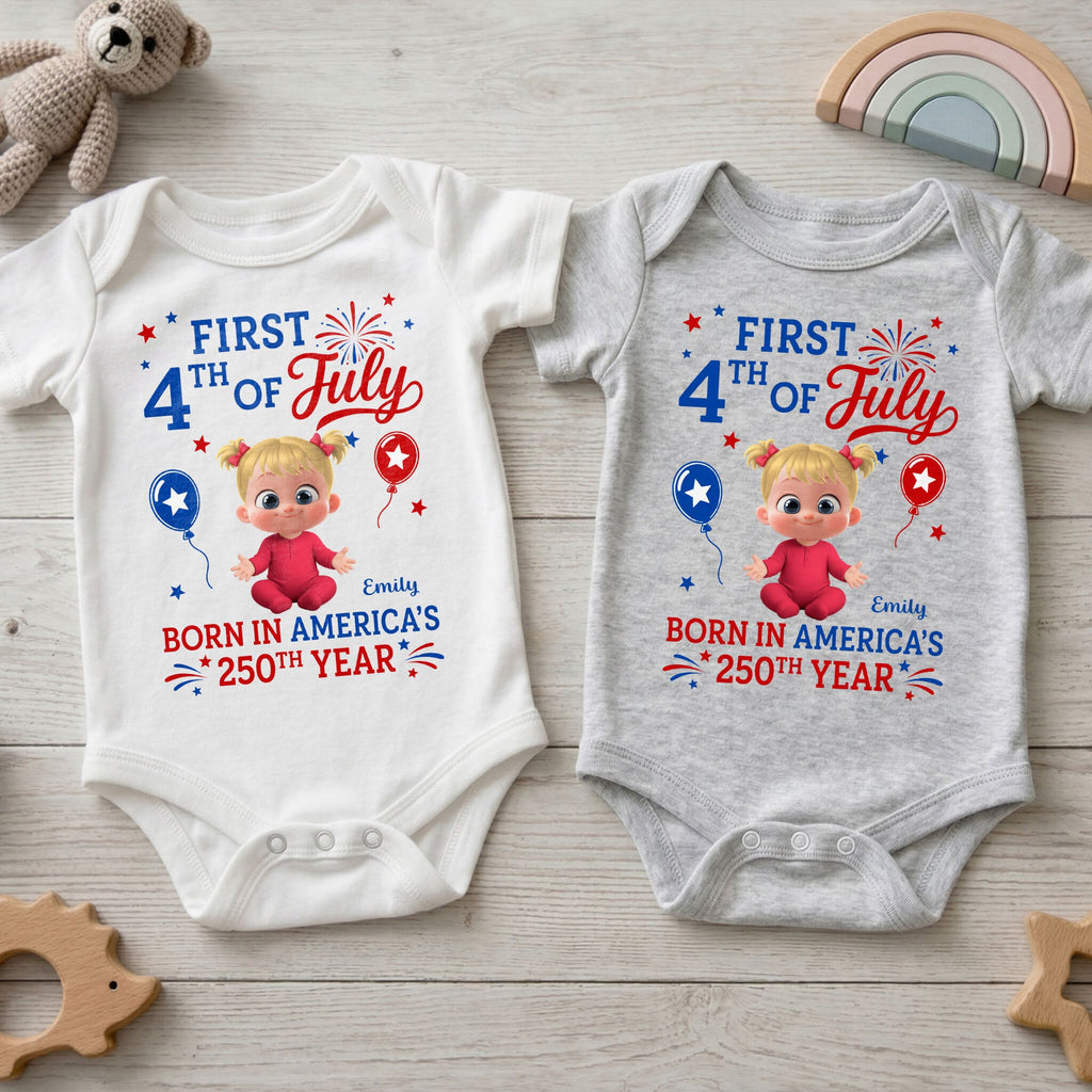 Personalized Baby Onesie Custom Name Independence Day Gift Baby Onesie GradoCreations