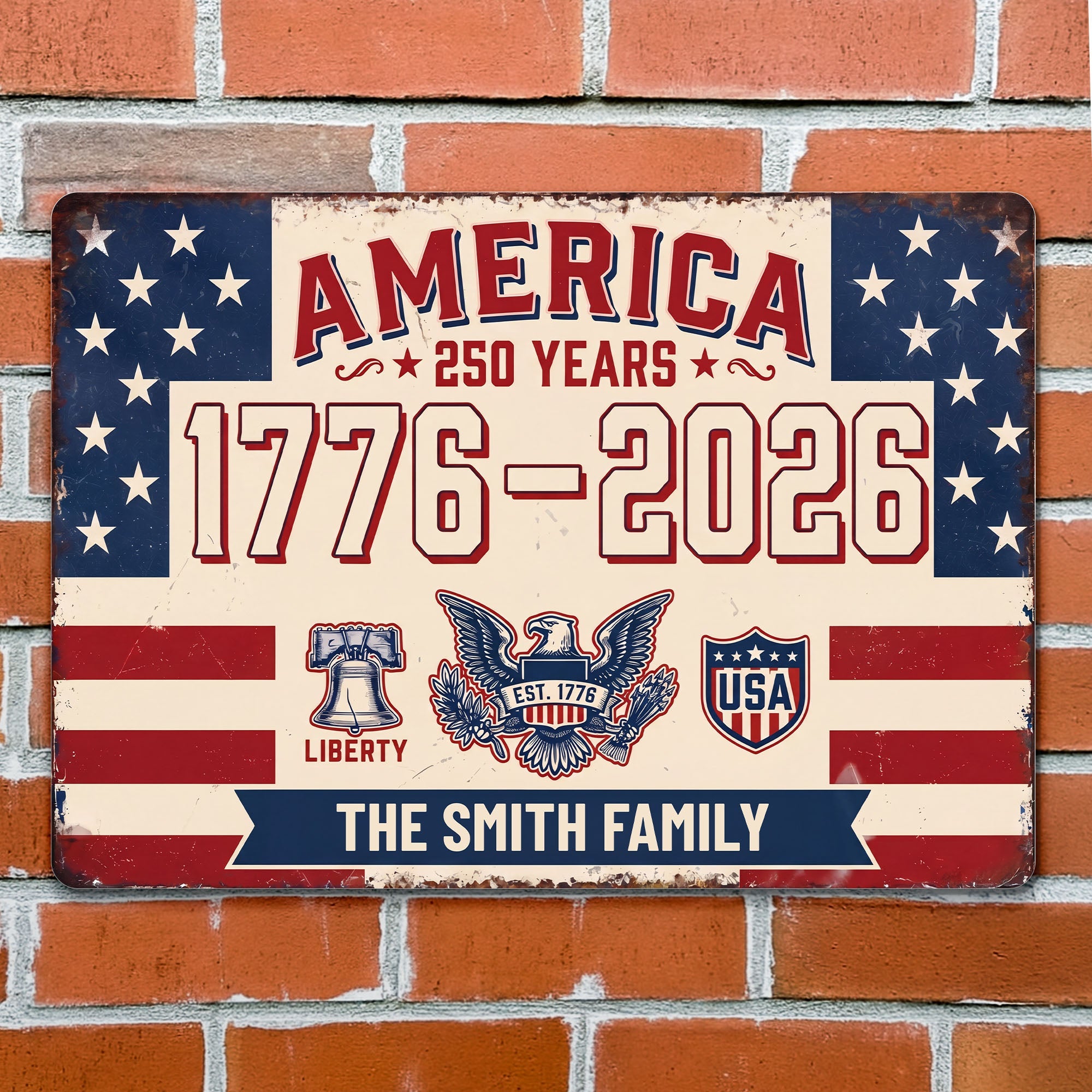Personalized Metal Sign Custom Family Name USA Eagle Gift Metal Sign GradoCreations