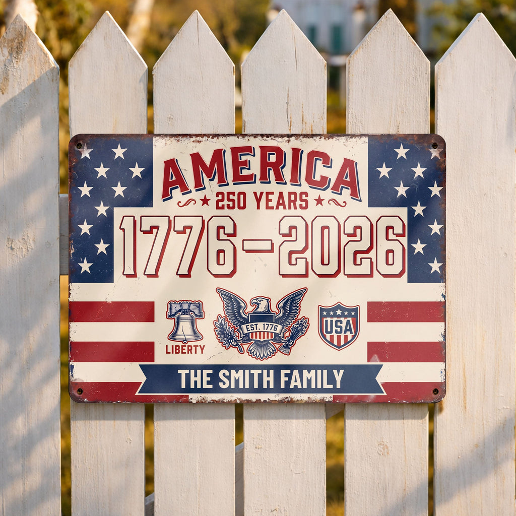 Personalized Metal Sign Custom Family Name USA Eagle Gift Metal Sign GradoCreations