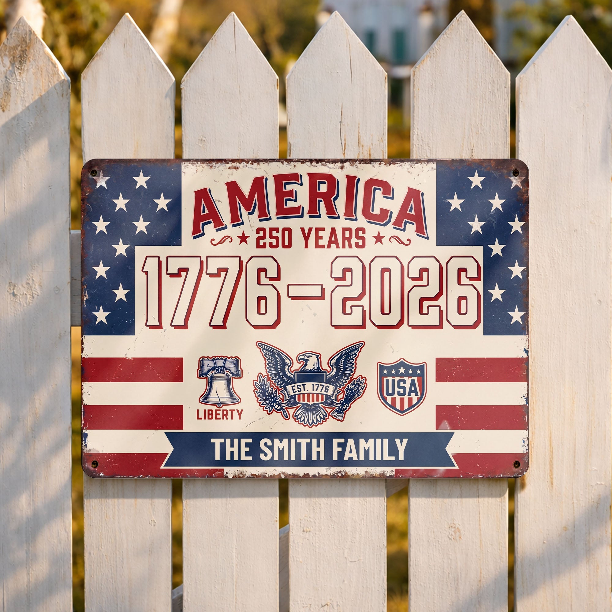 Personalized Metal Sign Custom Family Name USA Eagle Gift Metal Sign GradoCreations