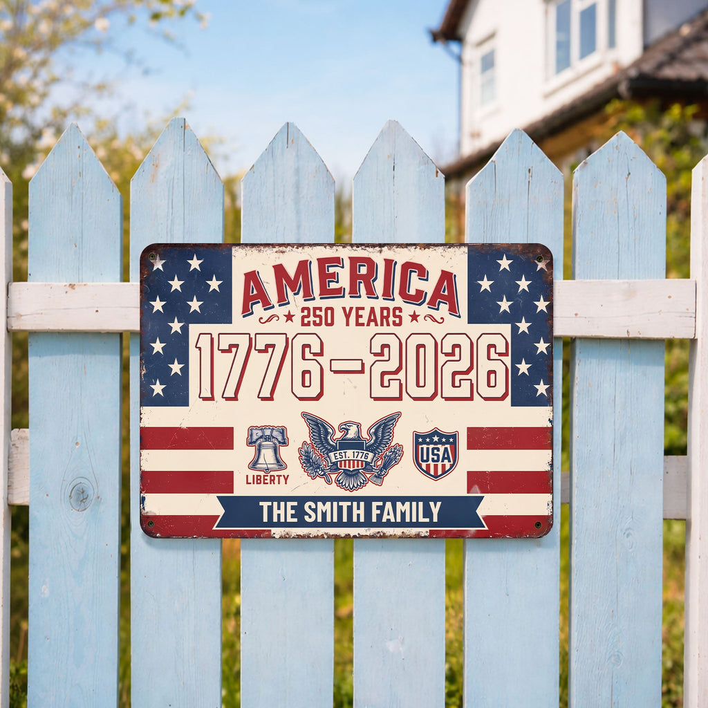 Personalized Metal Sign Custom Family Name USA Eagle Gift Metal Sign GradoCreations