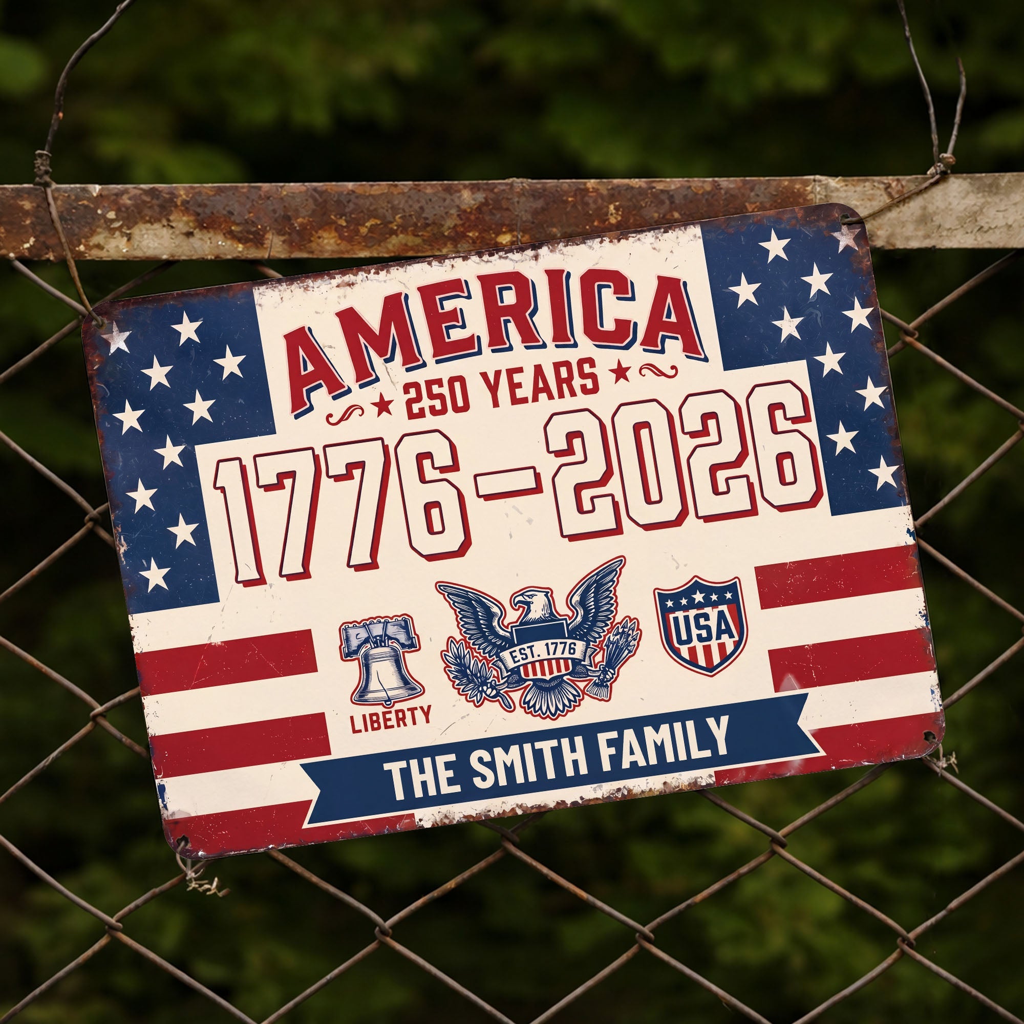 Personalized Metal Sign Custom Family Name USA Eagle Gift Metal Sign GradoCreations
